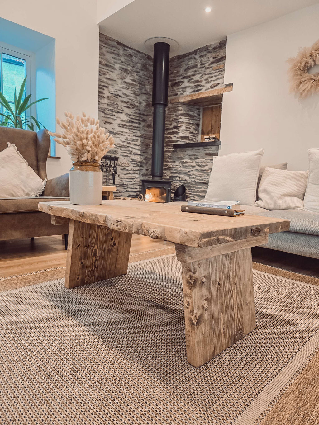 LINA Angled Legs Chunky Live / Waney Edge Coffee Table - My Store