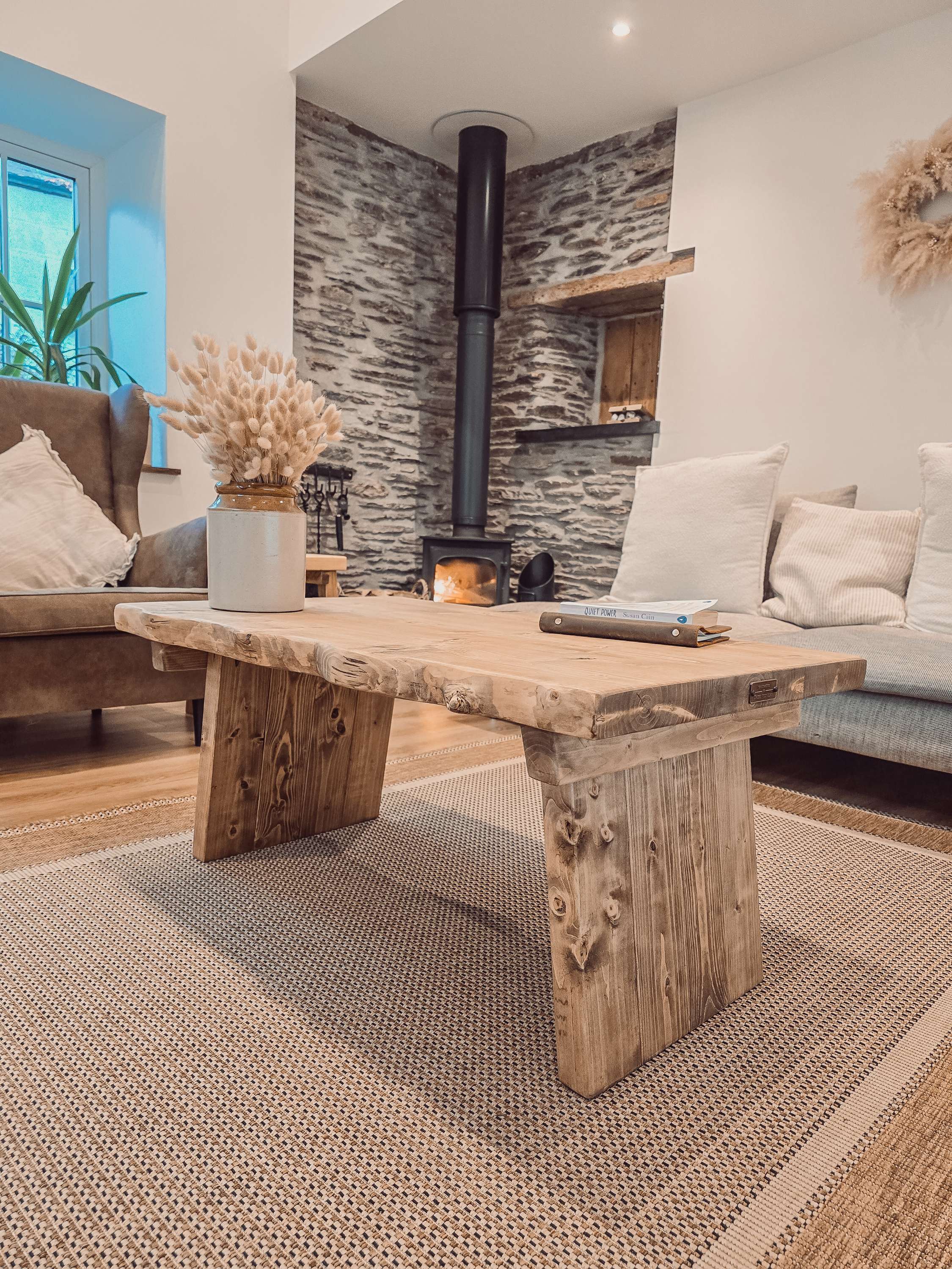 LINA Angled Legs Chunky Live / Waney Edge Coffee Table - My Store