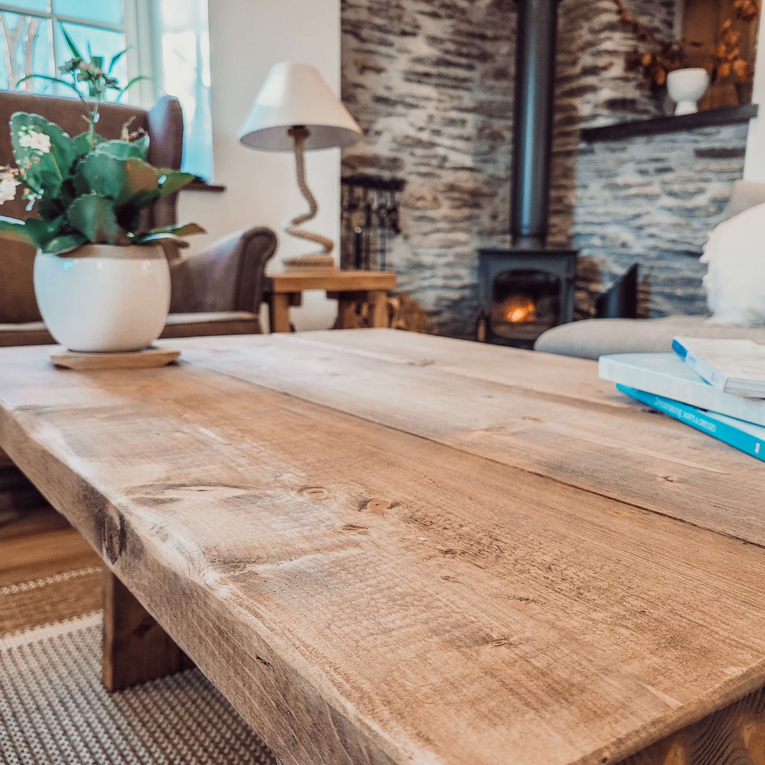 DIAN Rustic Wooden Coffee Table With Angled Legs - My Store