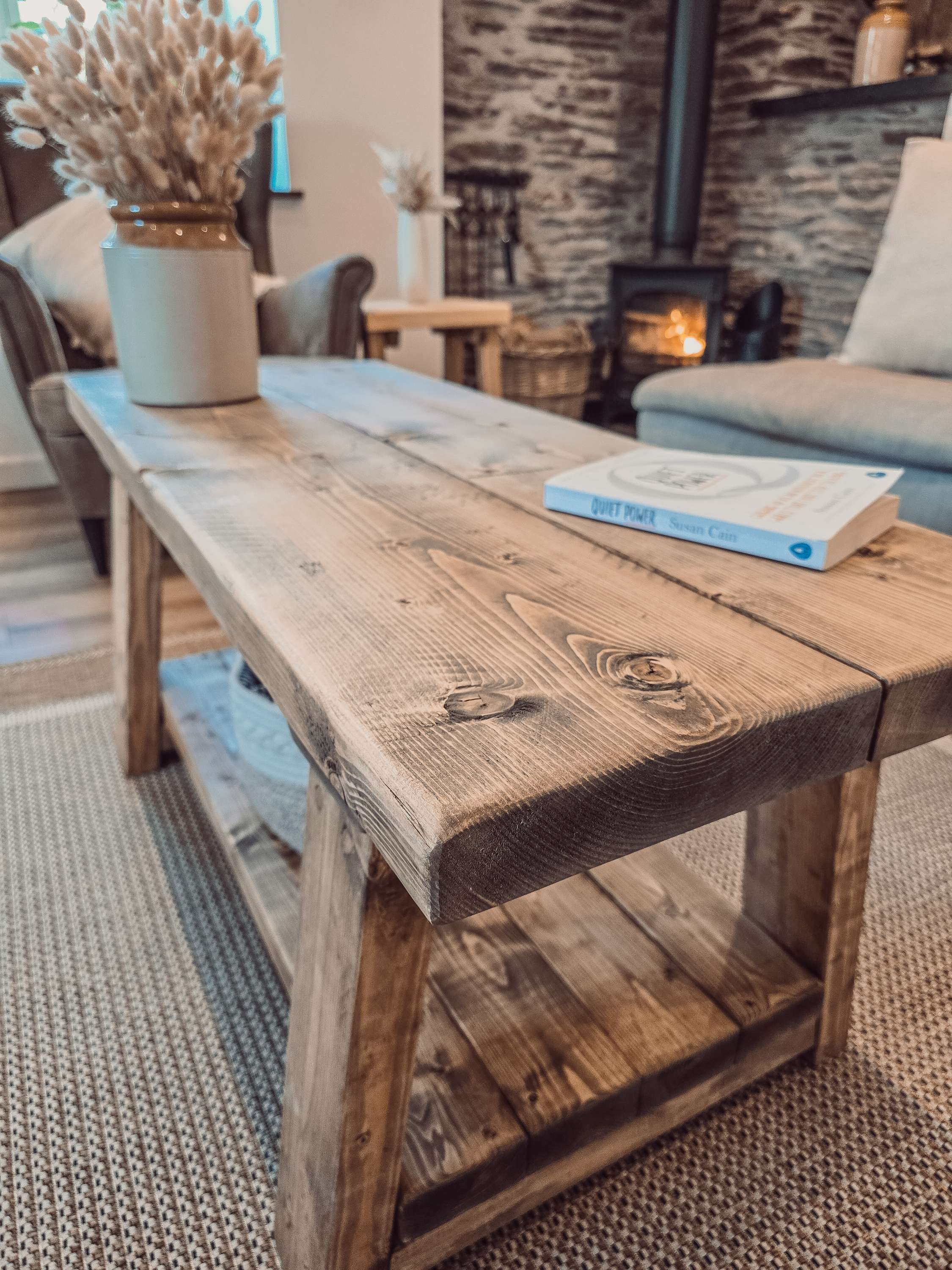 CARA Rustic Wooden Coffee Table With Shelf - My Store
