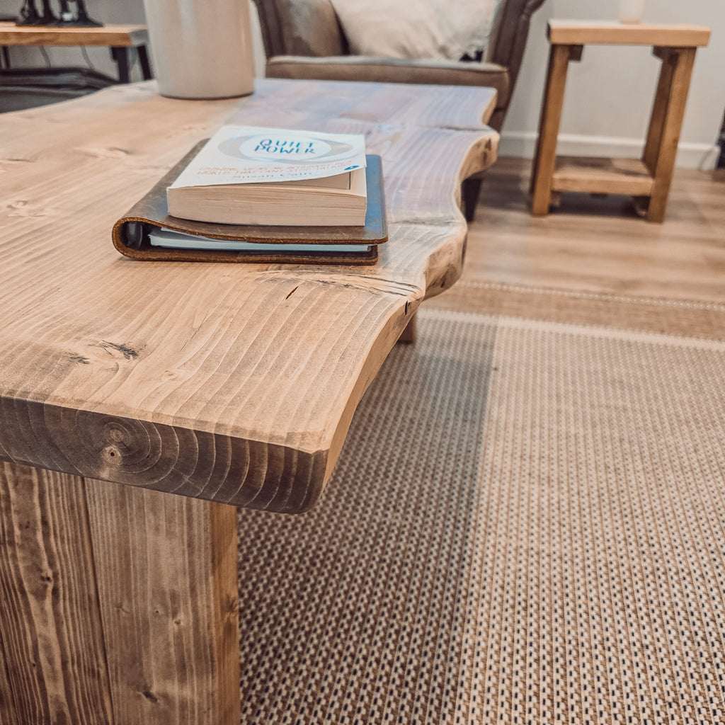 LINA Angled Legs Chunky Live / Waney Edge Coffee Table - My Store