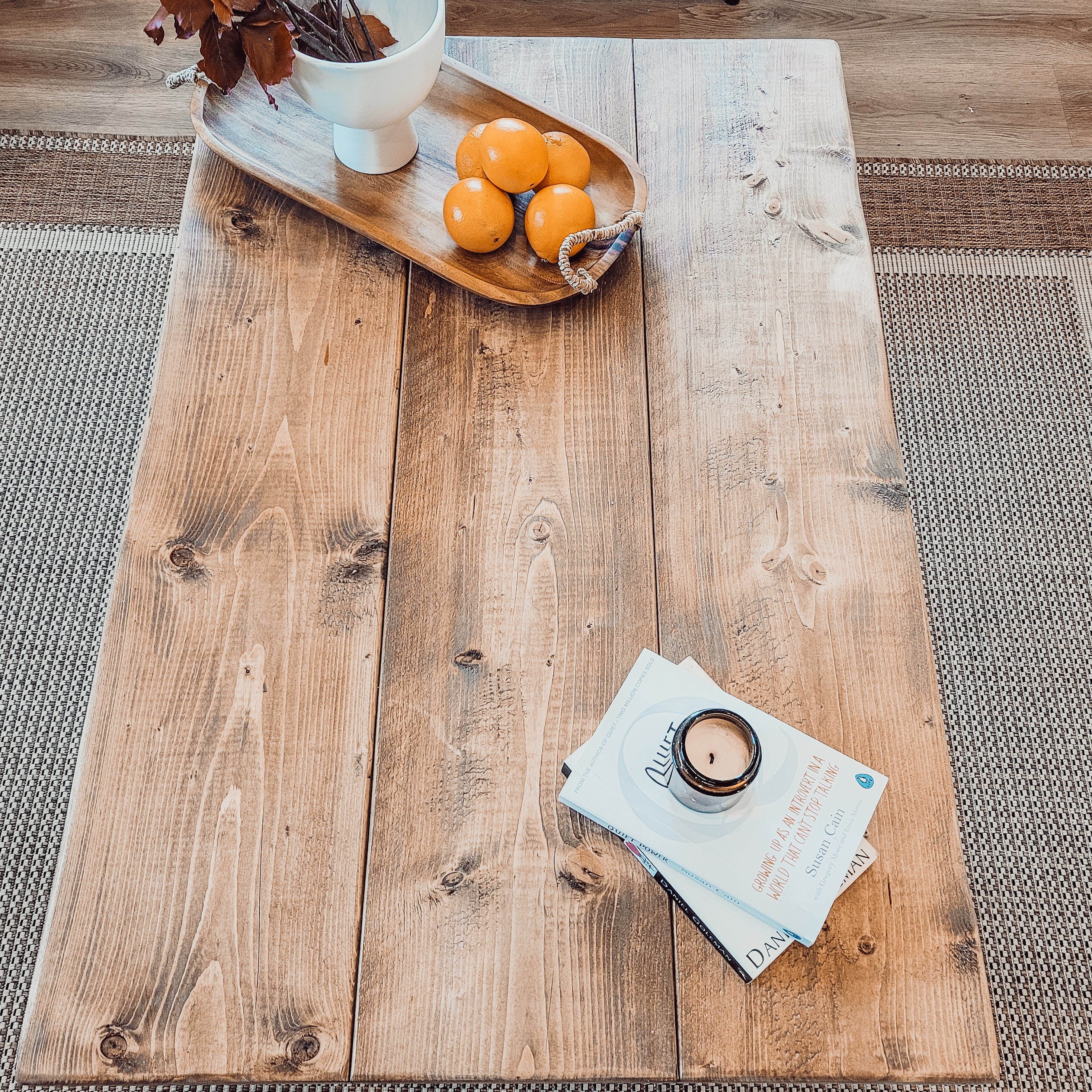 ORIAN Rustic Wooden Coffee Table With Square Legs - My Store