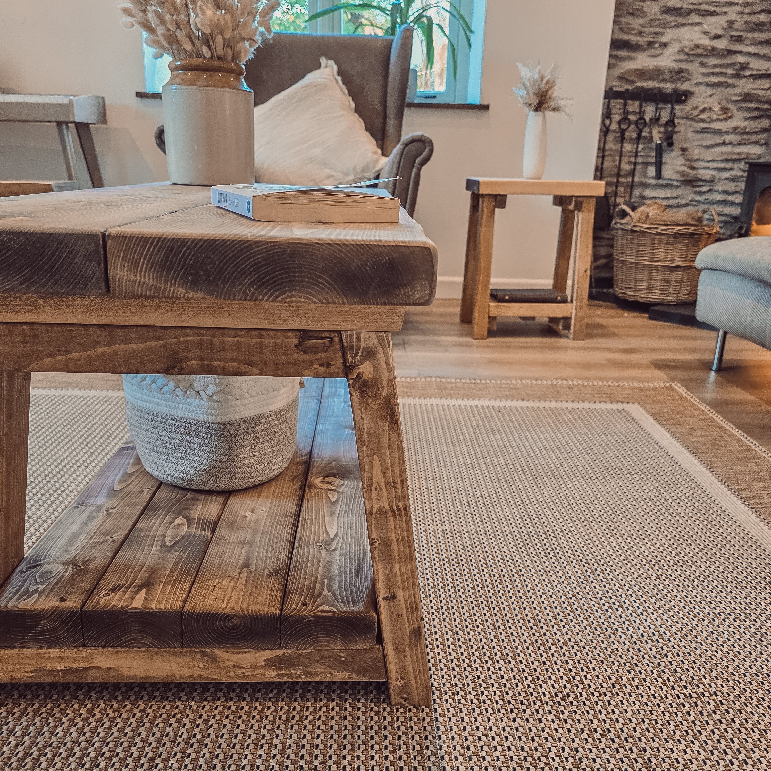 CARA Rustic Wooden Coffee Table With Shelf - My Store