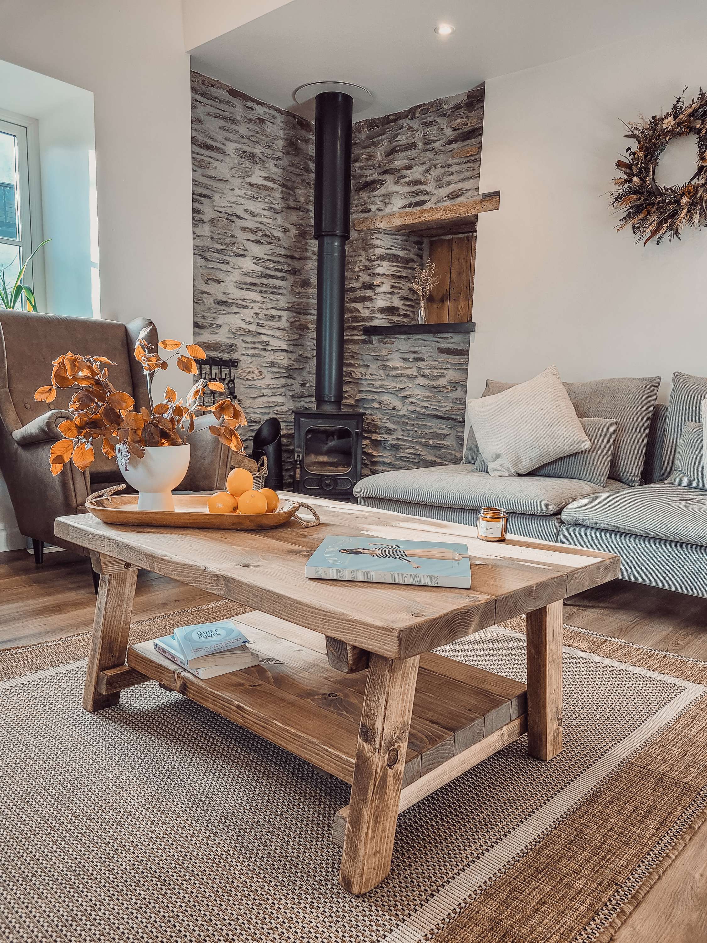 ARBA Rustic Wooden Coffee Table With Shelf - My Store