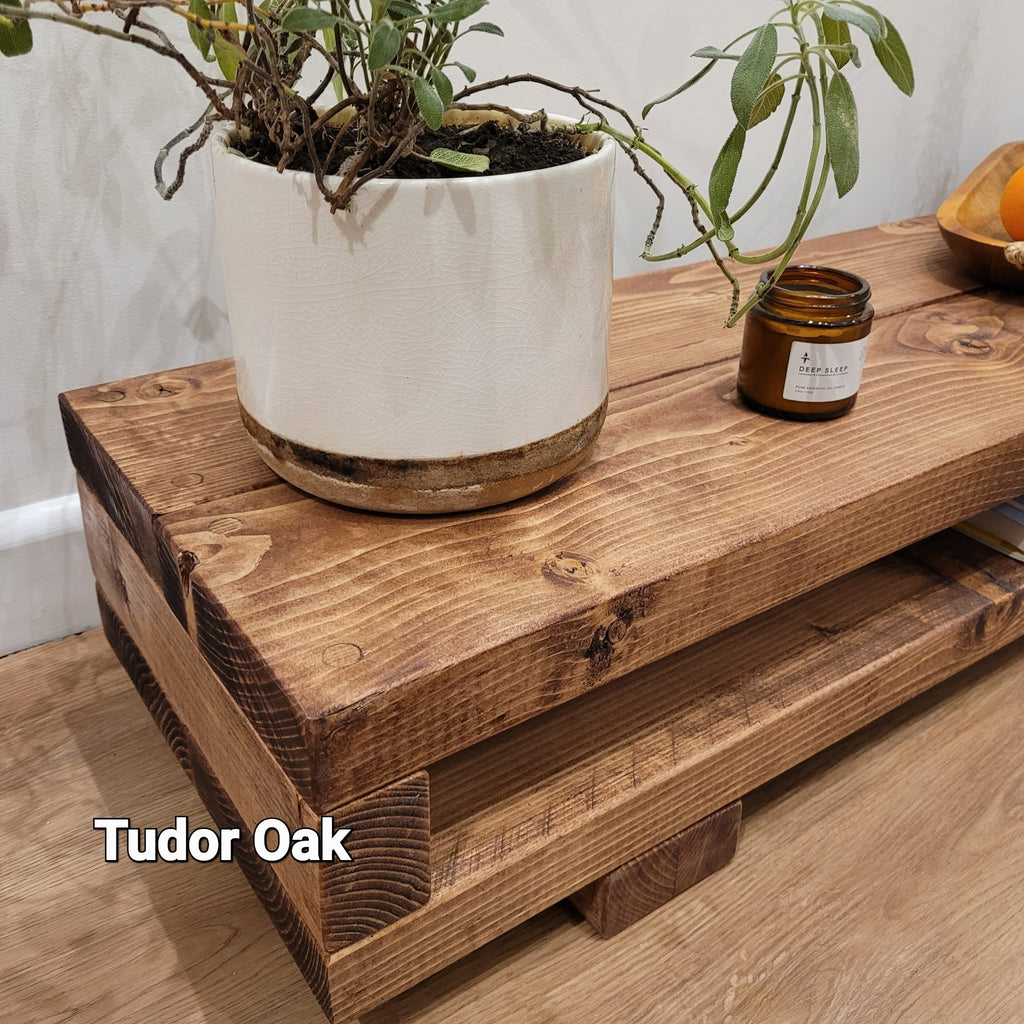 VIOT Low Solid Wood Chunky TV Unit - My Store