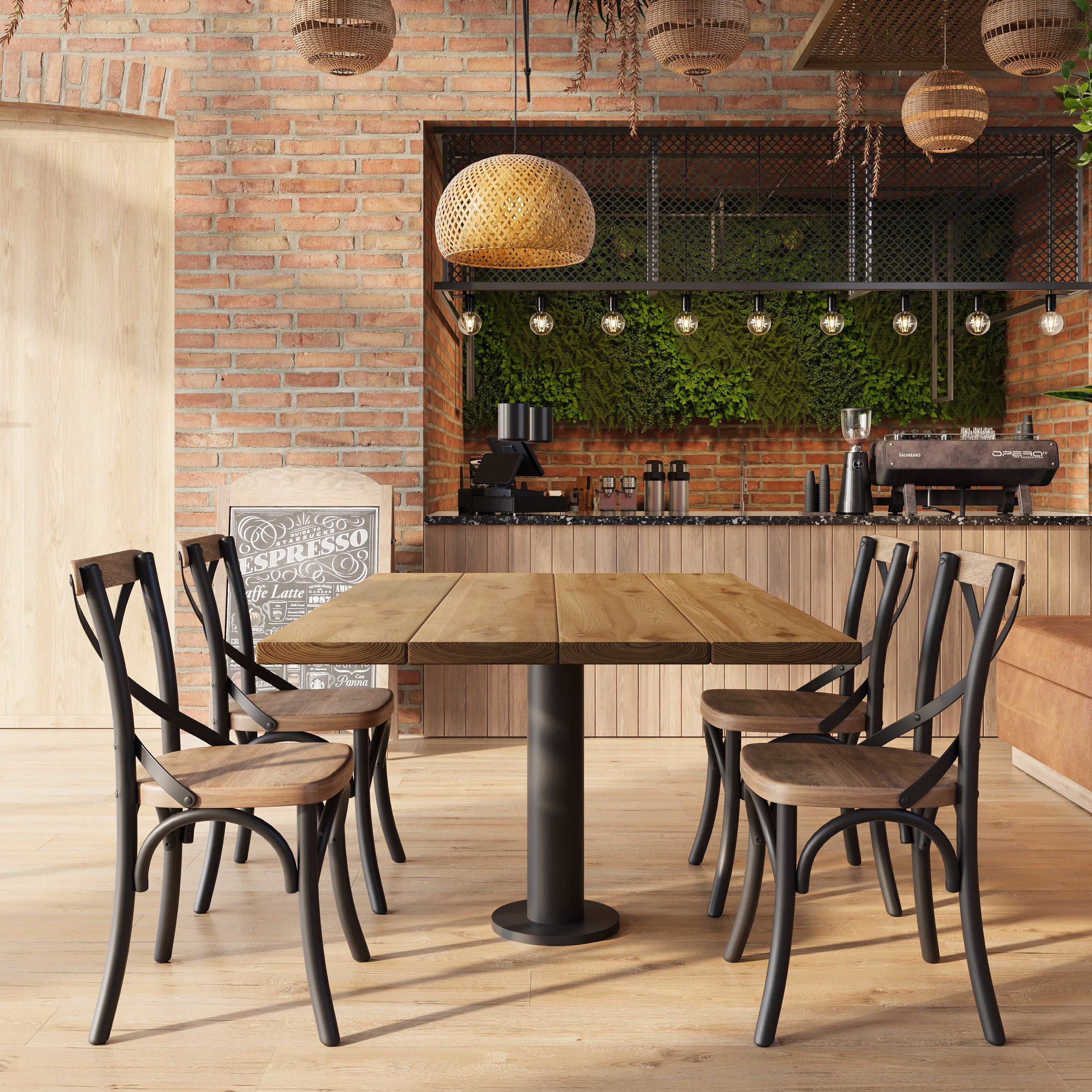 Solid Wood Dining Tables With Pole Leg For Cafes and Restaurants (Bulk Order) - My Store