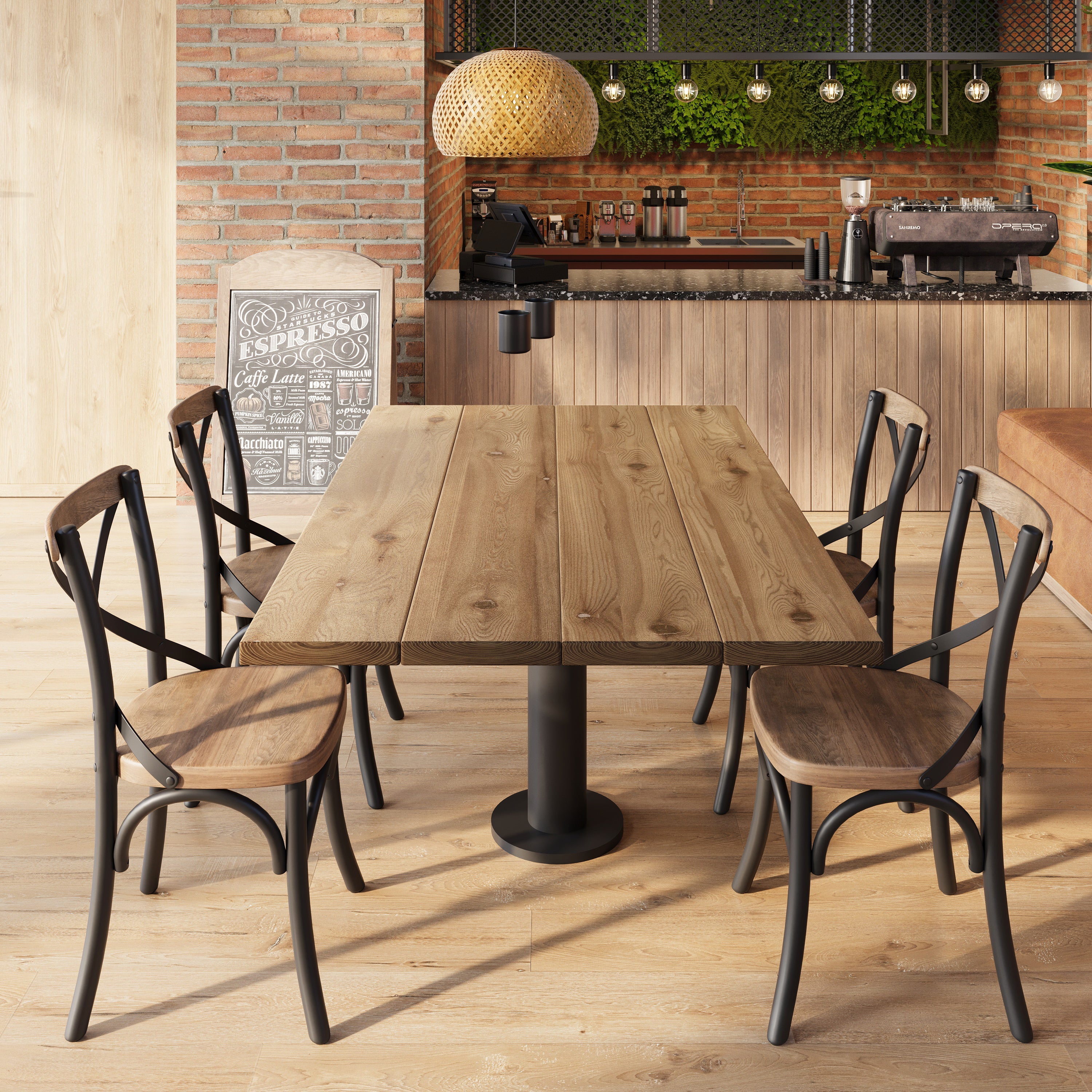 Solid Wood Dining Tables With Pole Leg For Cafes and Restaurants (Bulk Order) - My Store