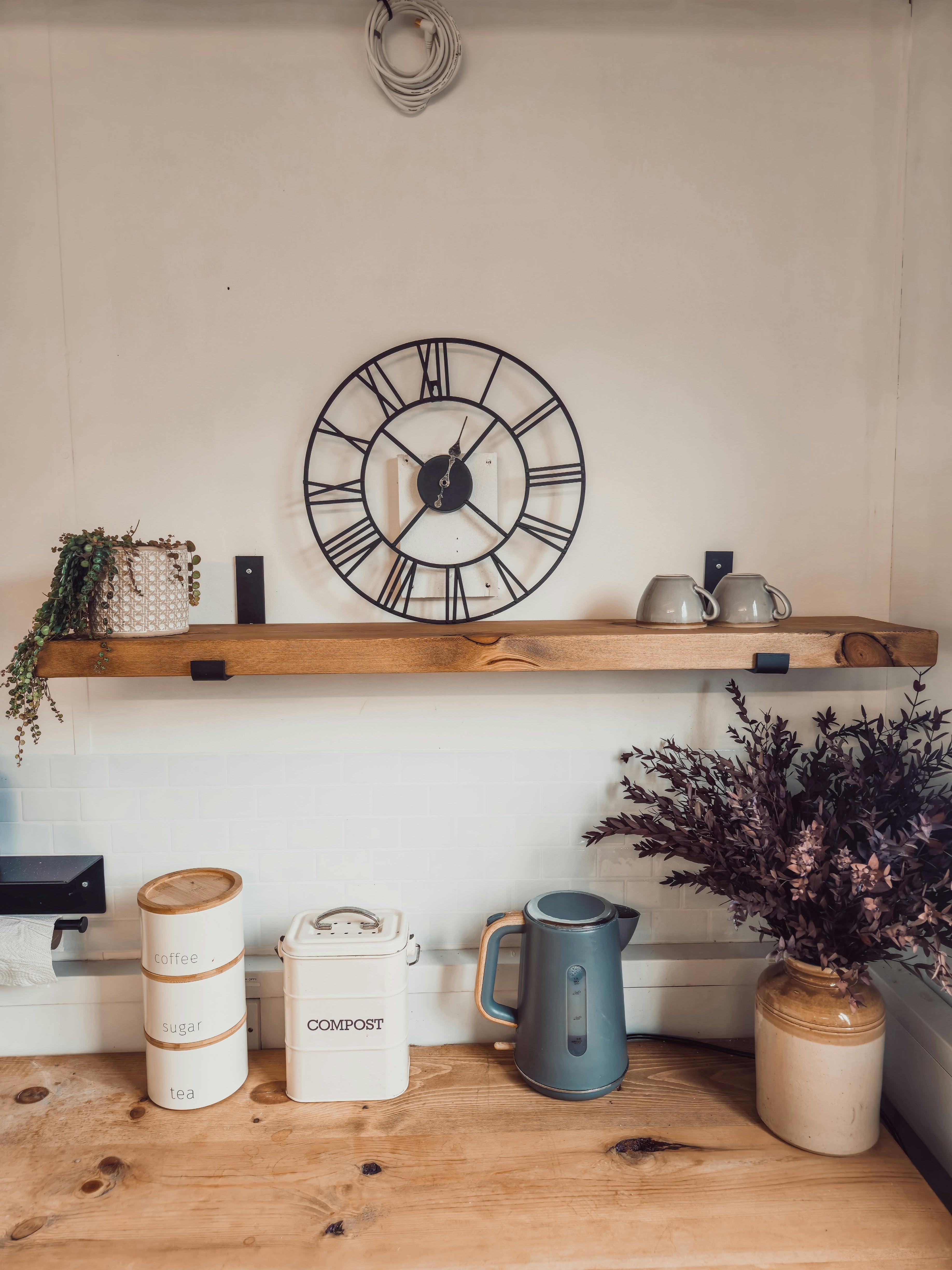 Rustic Wooden Shelf with Scaffold Metal Brackets - My Store