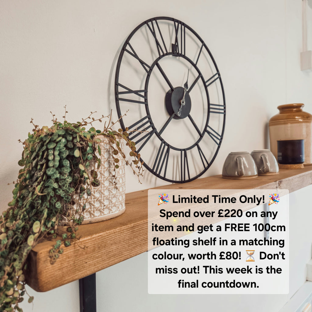 Rustic Wooden Shelf with Scaffold Metal Brackets - My Store