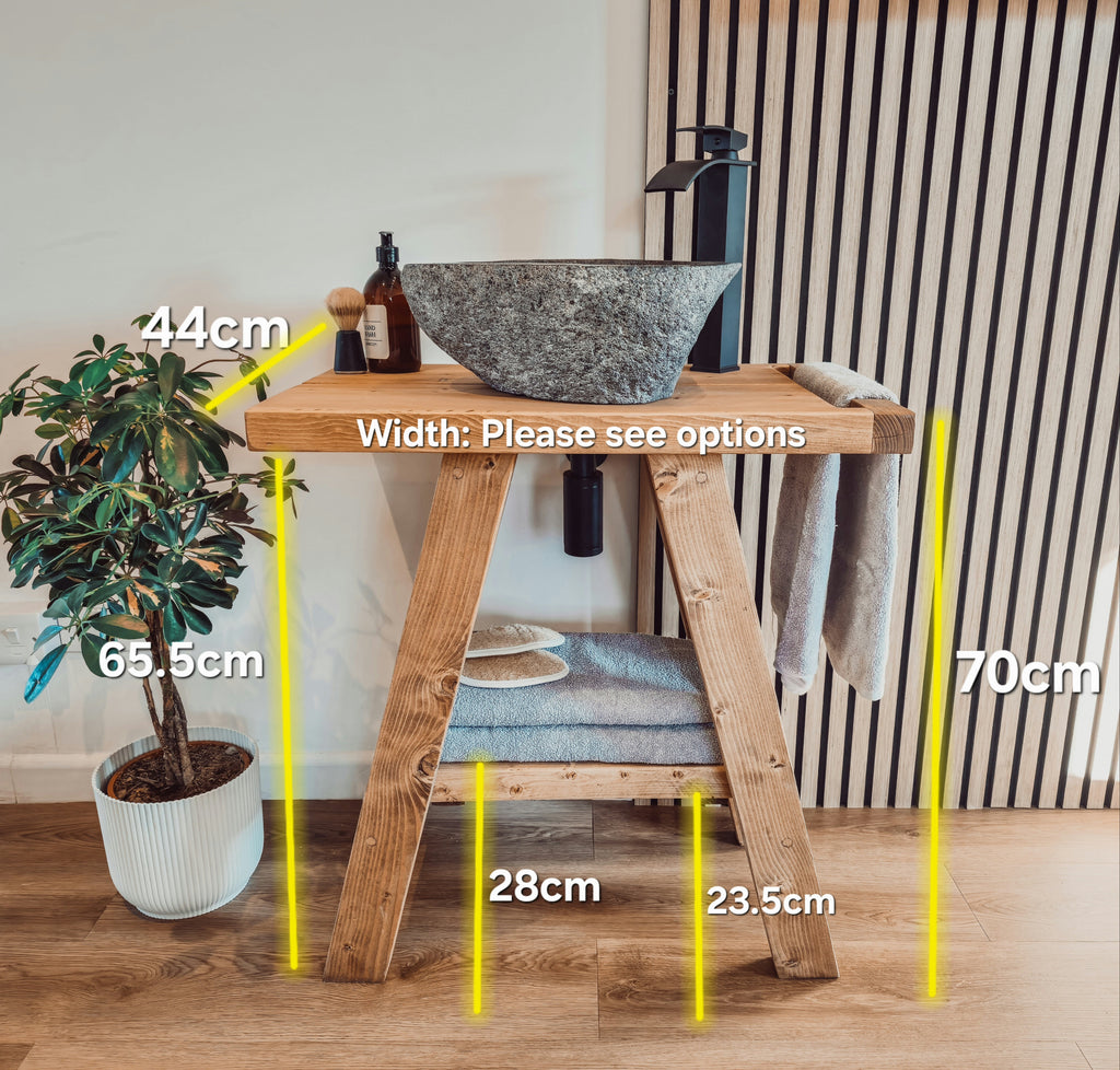 BORA Wooden Vanity and Shelf Storage with Stone Sink | Tribe Joinery - My Store