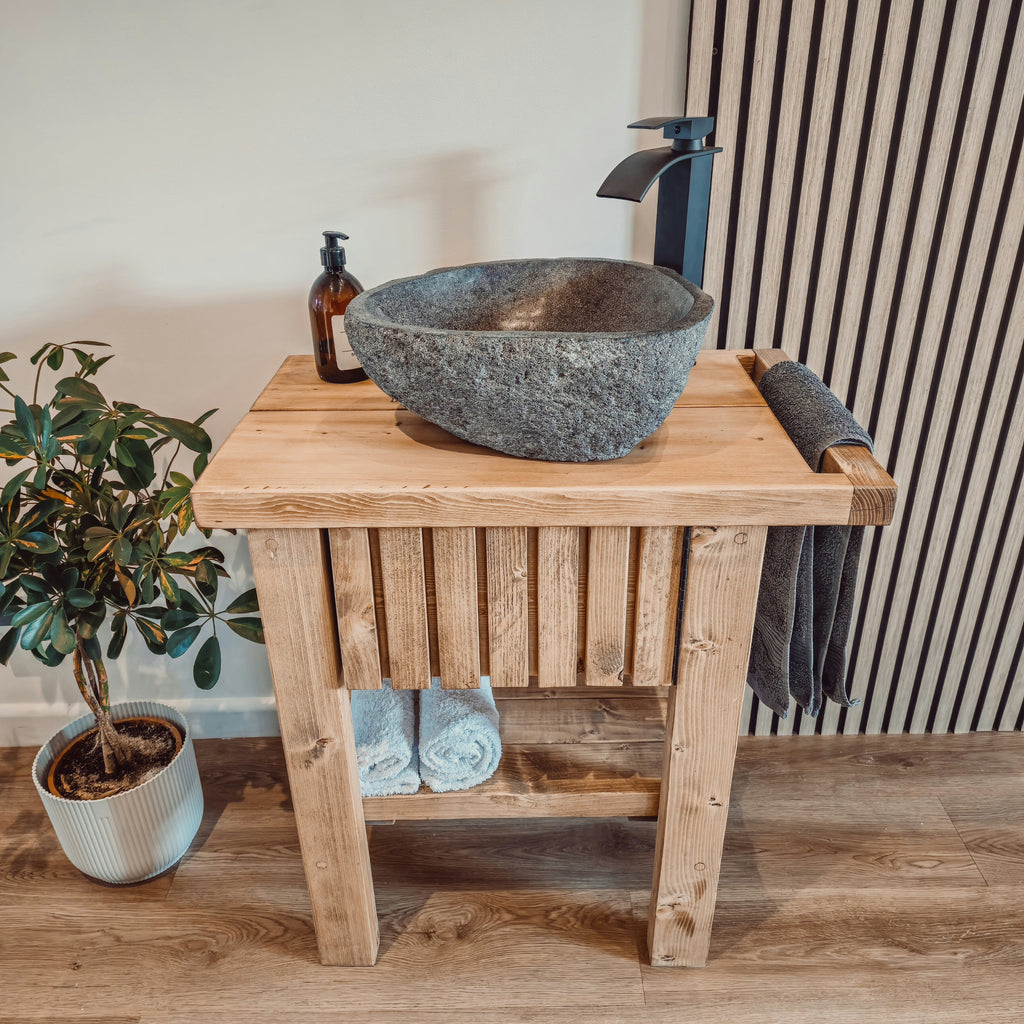 BUTLER Wooden Vanity and Shelf Storage with Stone Sink | Tribe Joinery - My Store