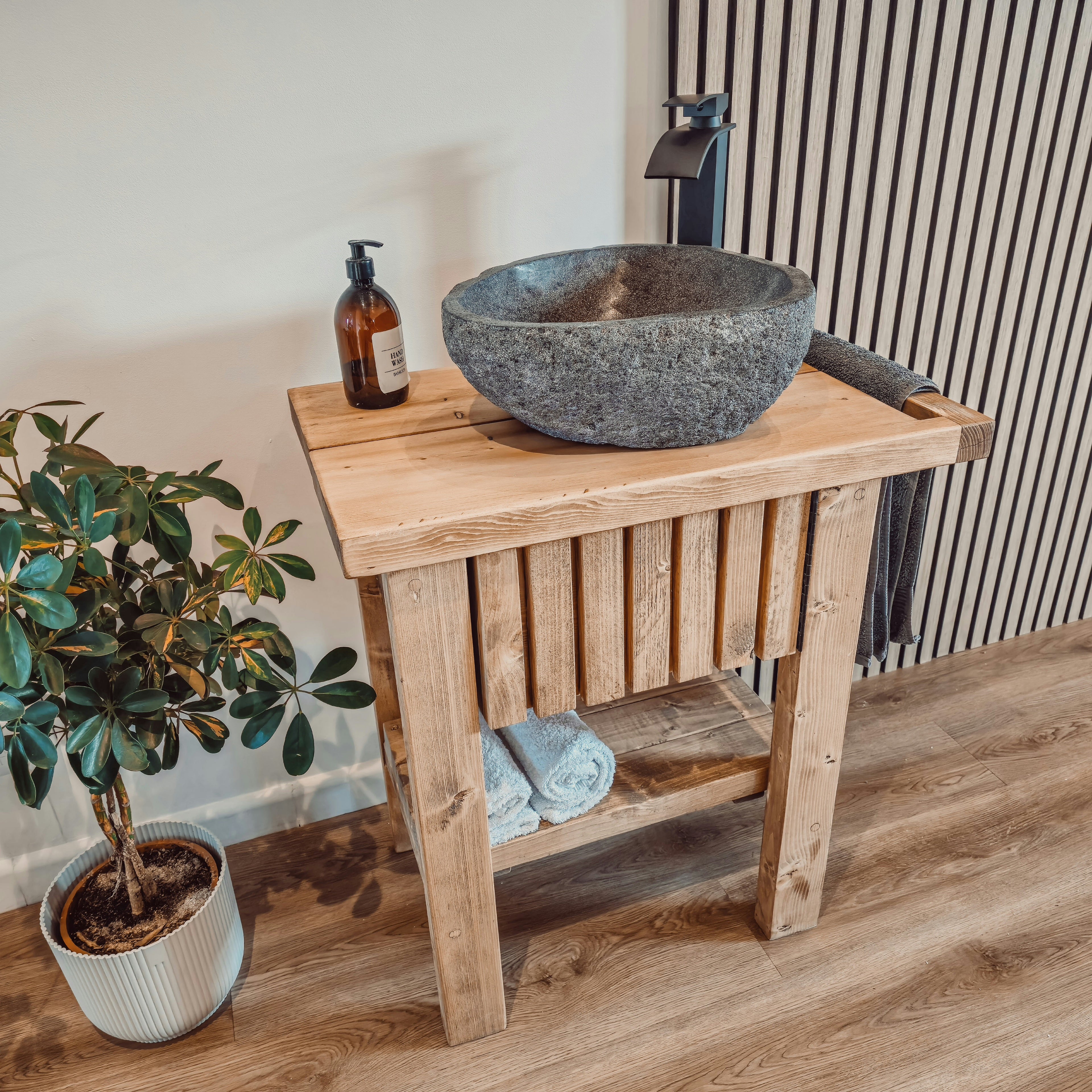 BUTLER Wooden Vanity and Shelf Storage with Stone Sink | Tribe Joinery - My Store