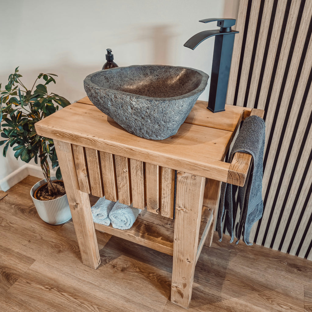BUTLER Wooden Vanity and Shelf Storage with Stone Sink | Tribe Joinery - My Store