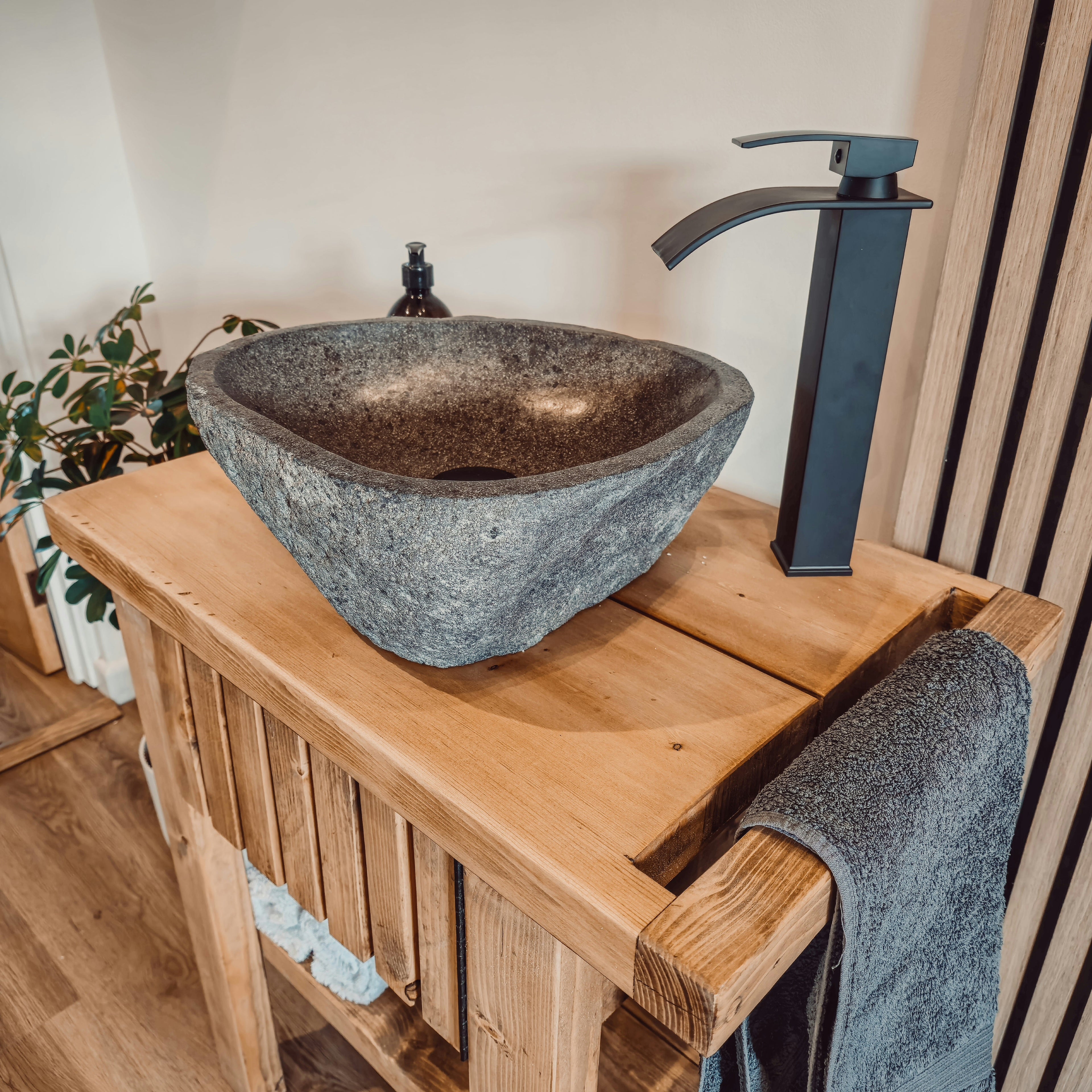 BUTLER Wooden Vanity and Shelf Storage with Stone Sink | Tribe Joinery - My Store