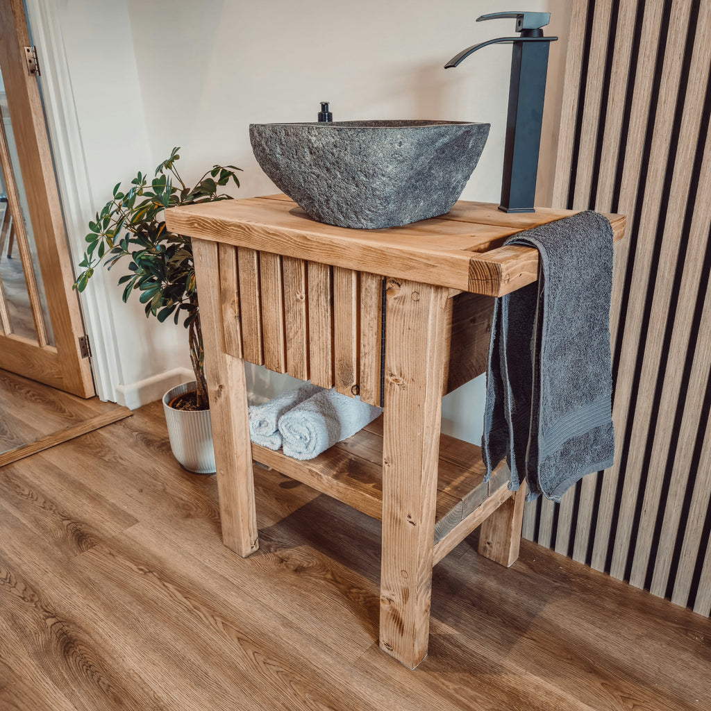 BUTLER Wooden Vanity and Shelf Storage with Stone Sink | Tribe Joinery - My Store