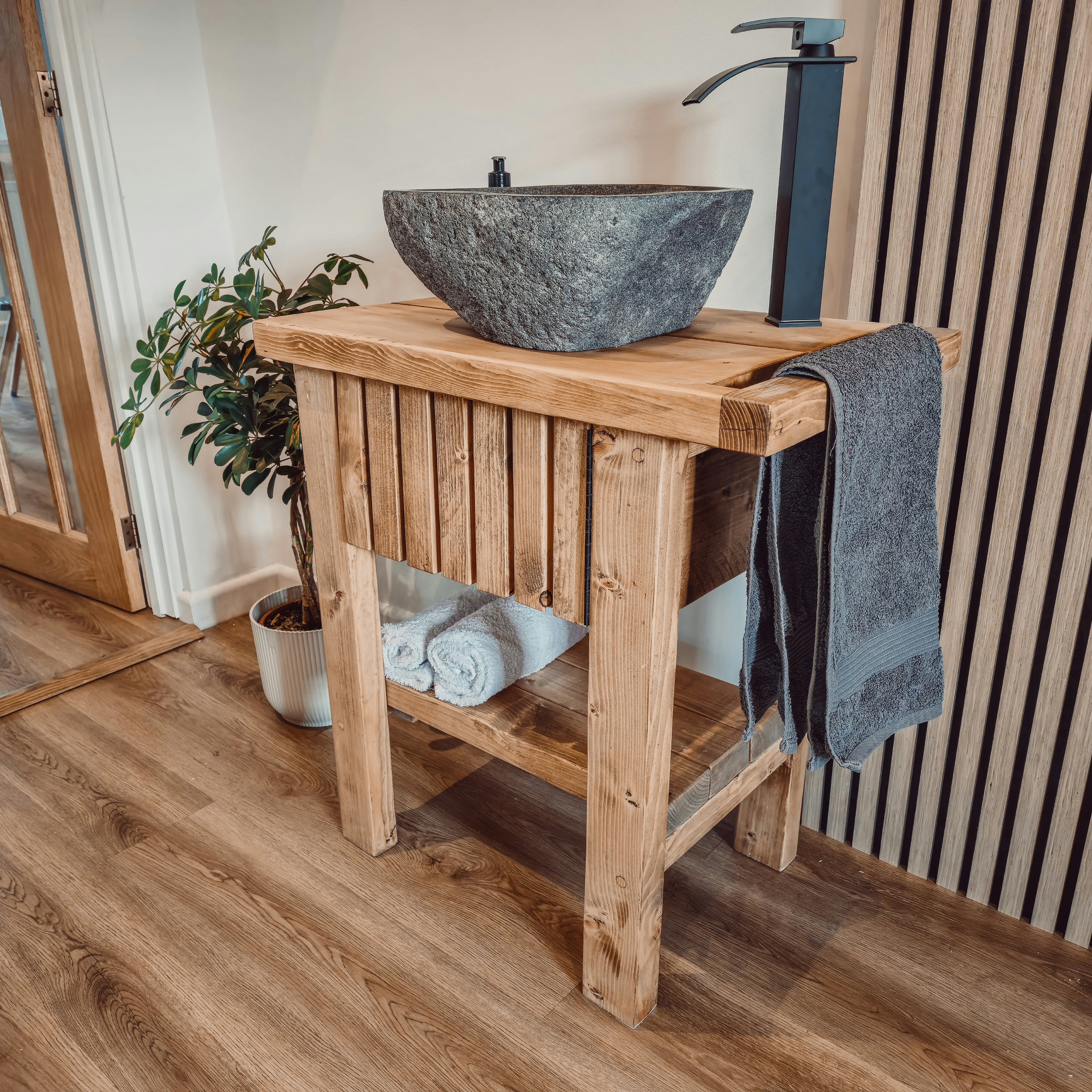 BUTLER Wooden Vanity and Shelf Storage with Stone Sink | Tribe Joinery - My Store