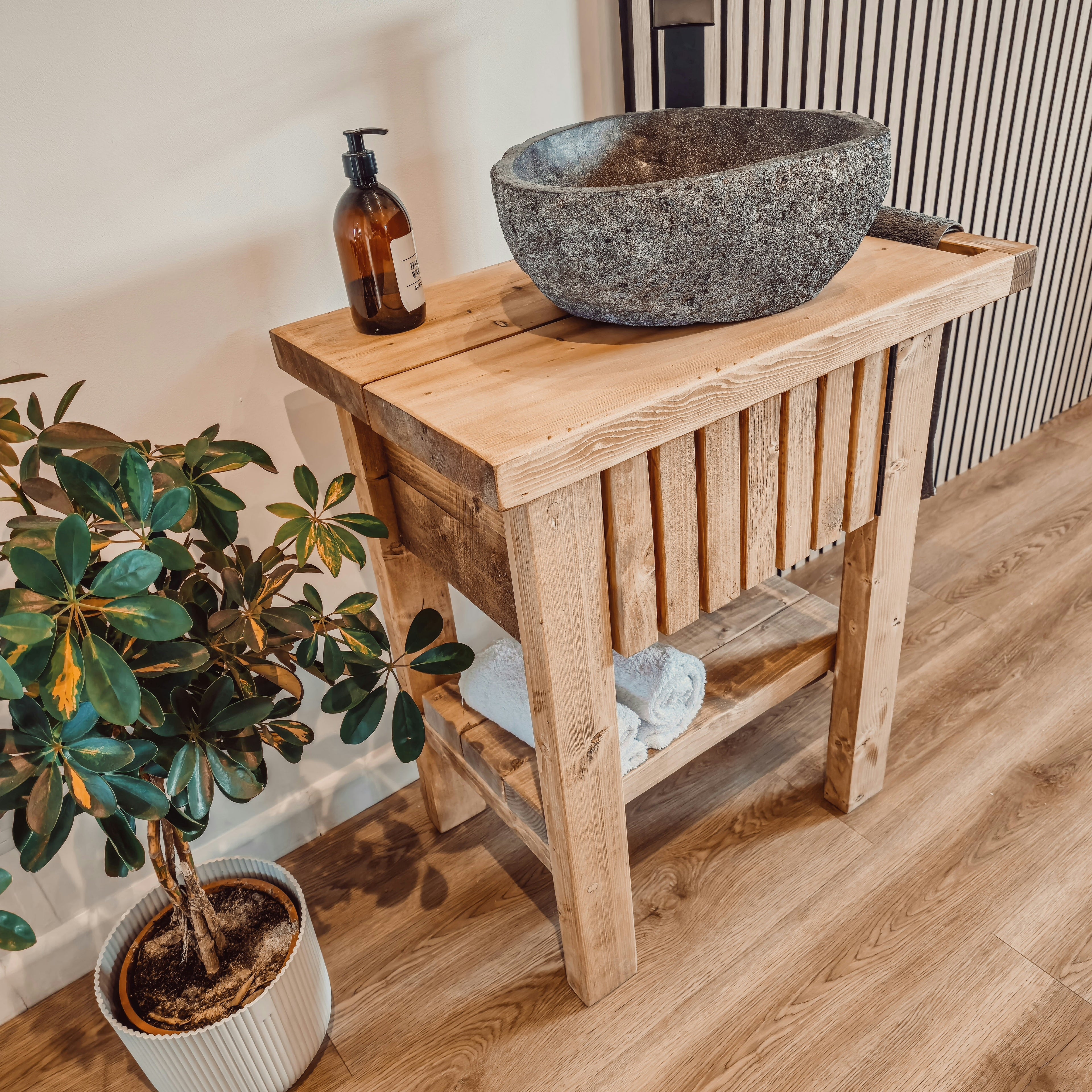 BUTLER Wooden Vanity and Shelf Storage with Stone Sink | Tribe Joinery - My Store