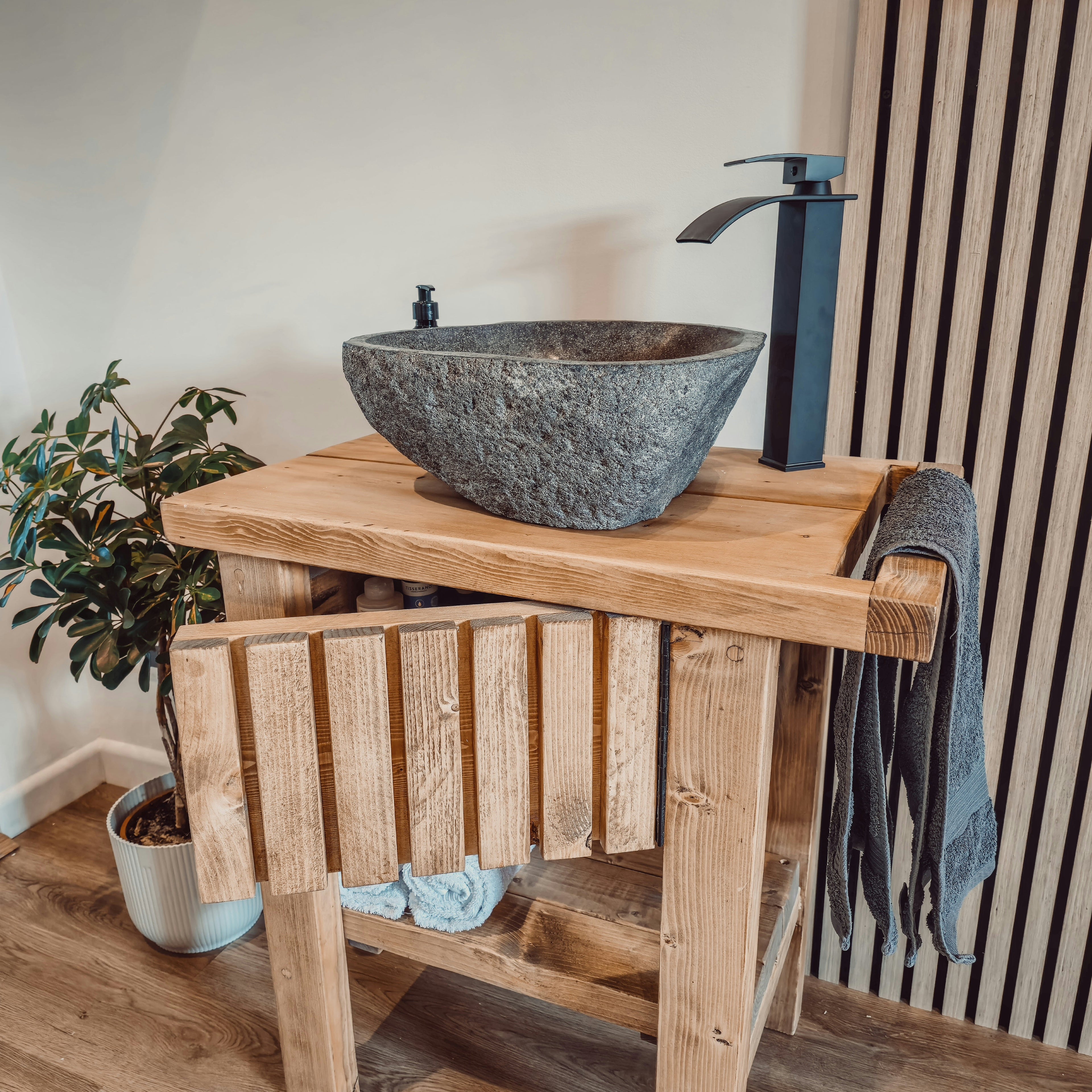 BUTLER Wooden Vanity and Shelf Storage with Stone Sink | Tribe Joinery - My Store