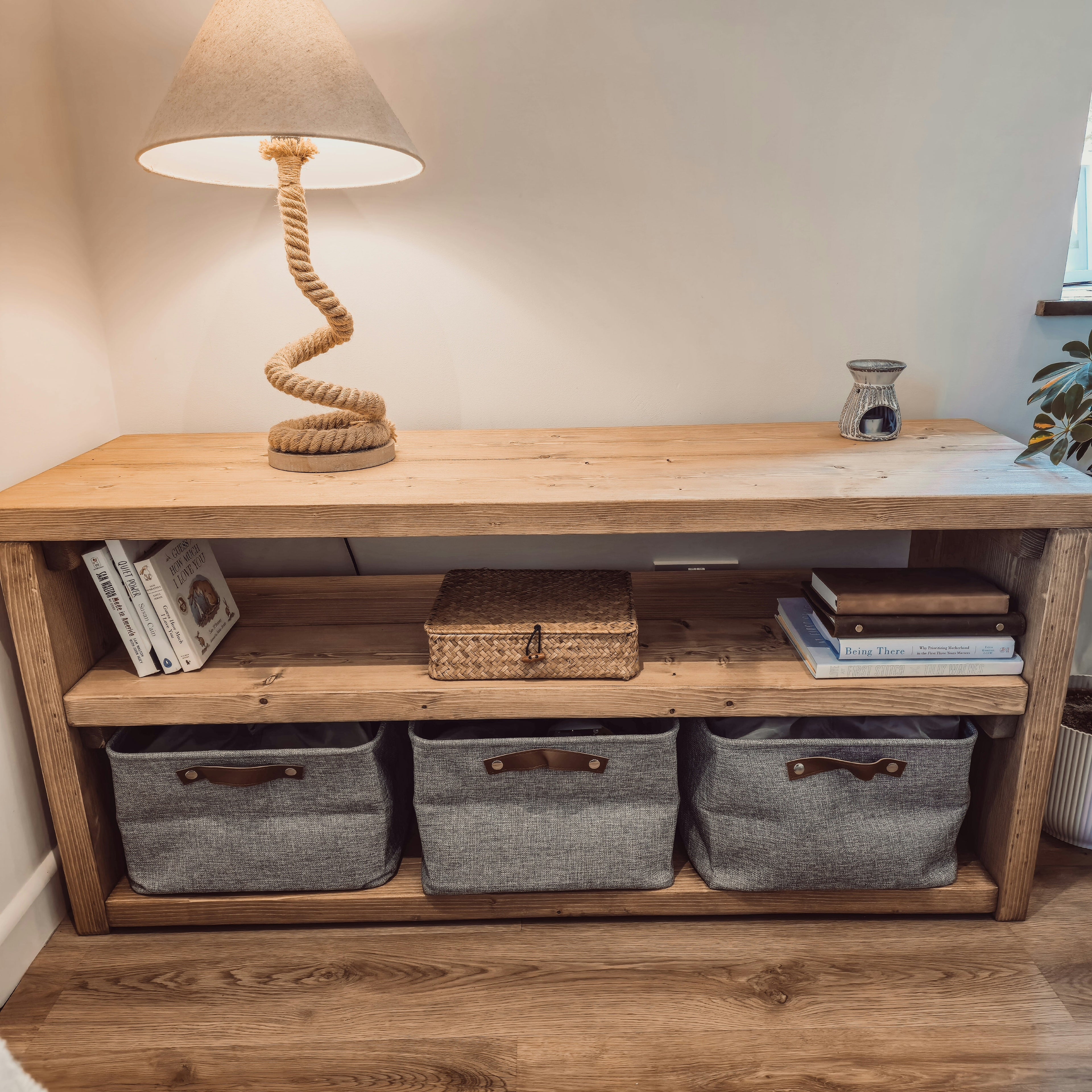 Norwyn 2-Tier Storage Unit / Bookshelf / Toy Storage / Living Room Storage / Shoe Storage Rustic Storage Unit Solid Wood Cottage Style /Book Shelf - My Store