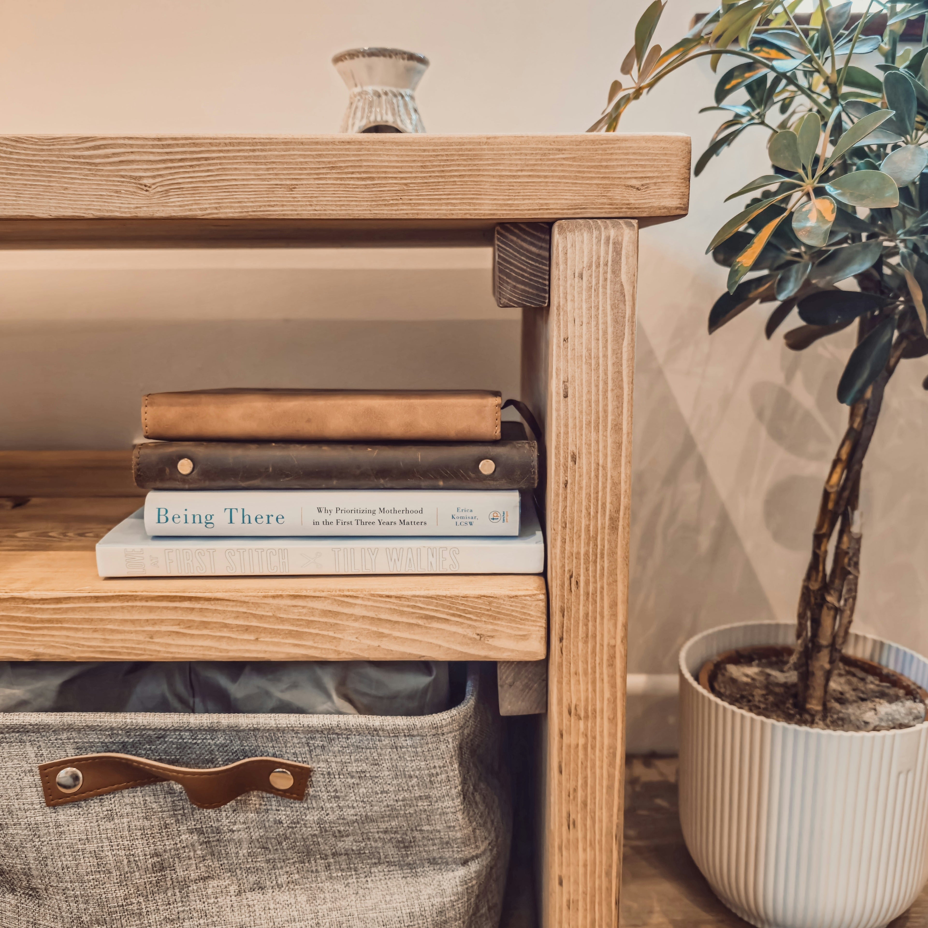 Norwyn 2-Tier Storage Unit / Bookshelf / Toy Storage / Living Room Storage / Shoe Storage Rustic Storage Unit Solid Wood Cottage Style /Book Shelf - My Store