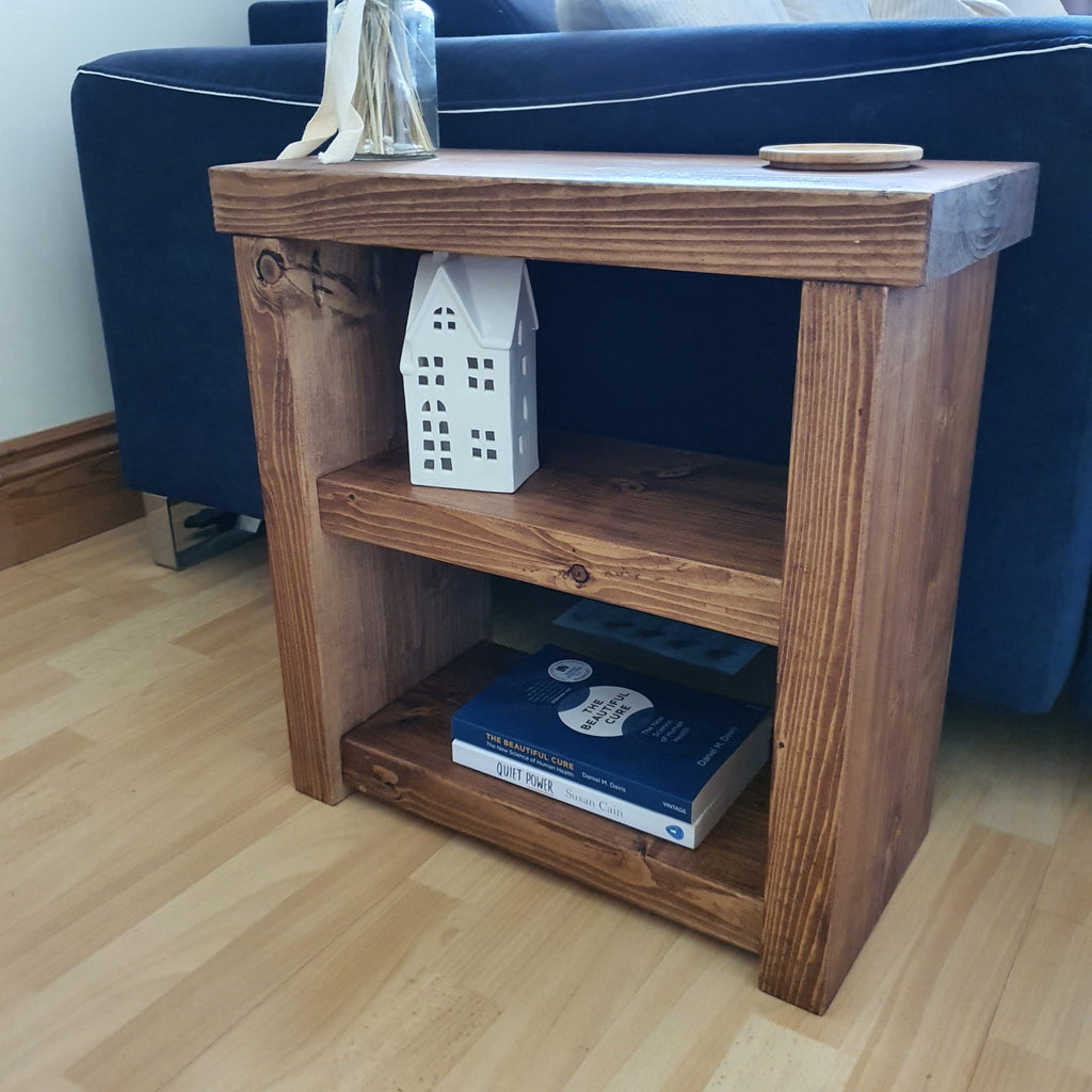 Solid Wood Rustic Coffee Table with Shelf - My Store