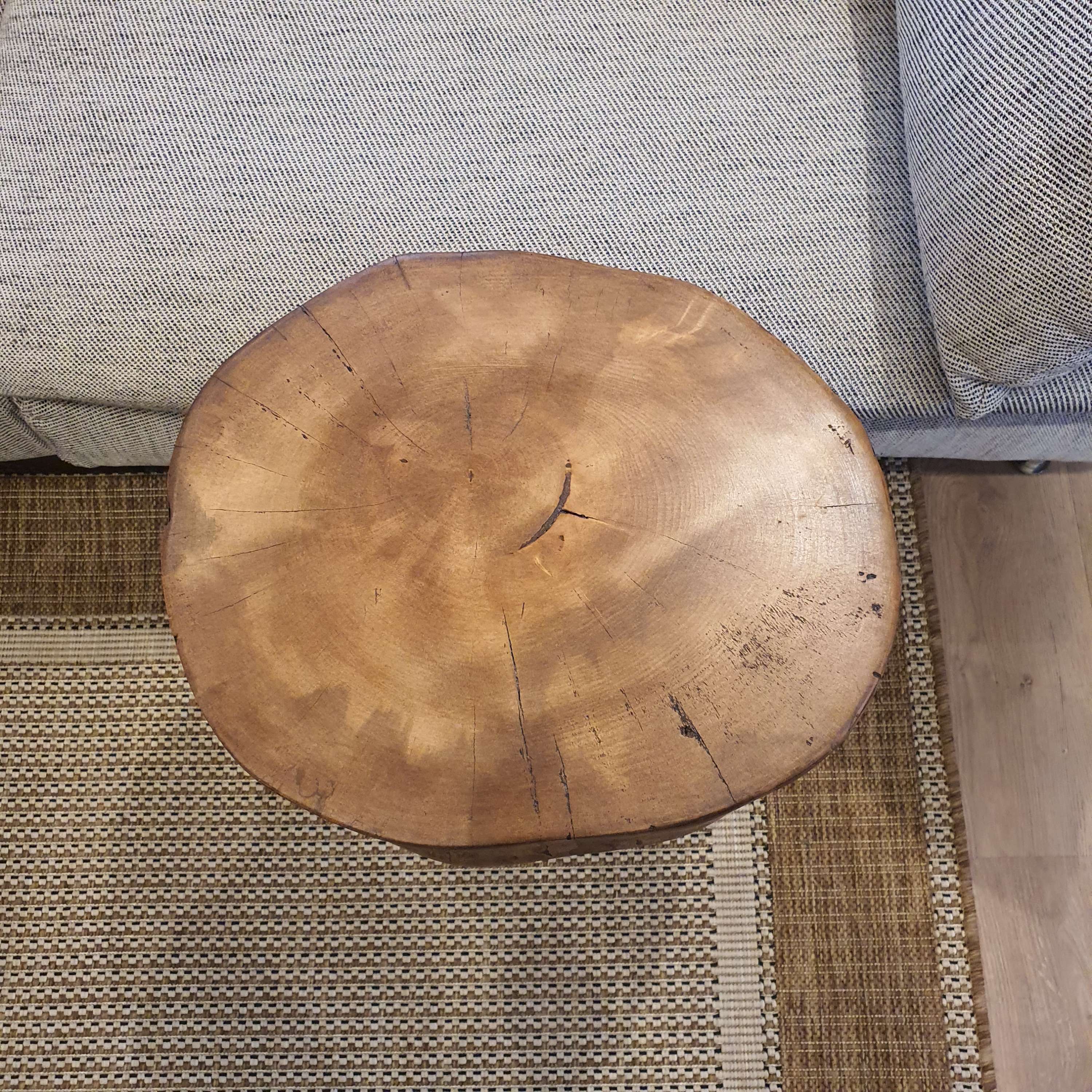 Ash Wood Round Chunky Coffee Table - My Store