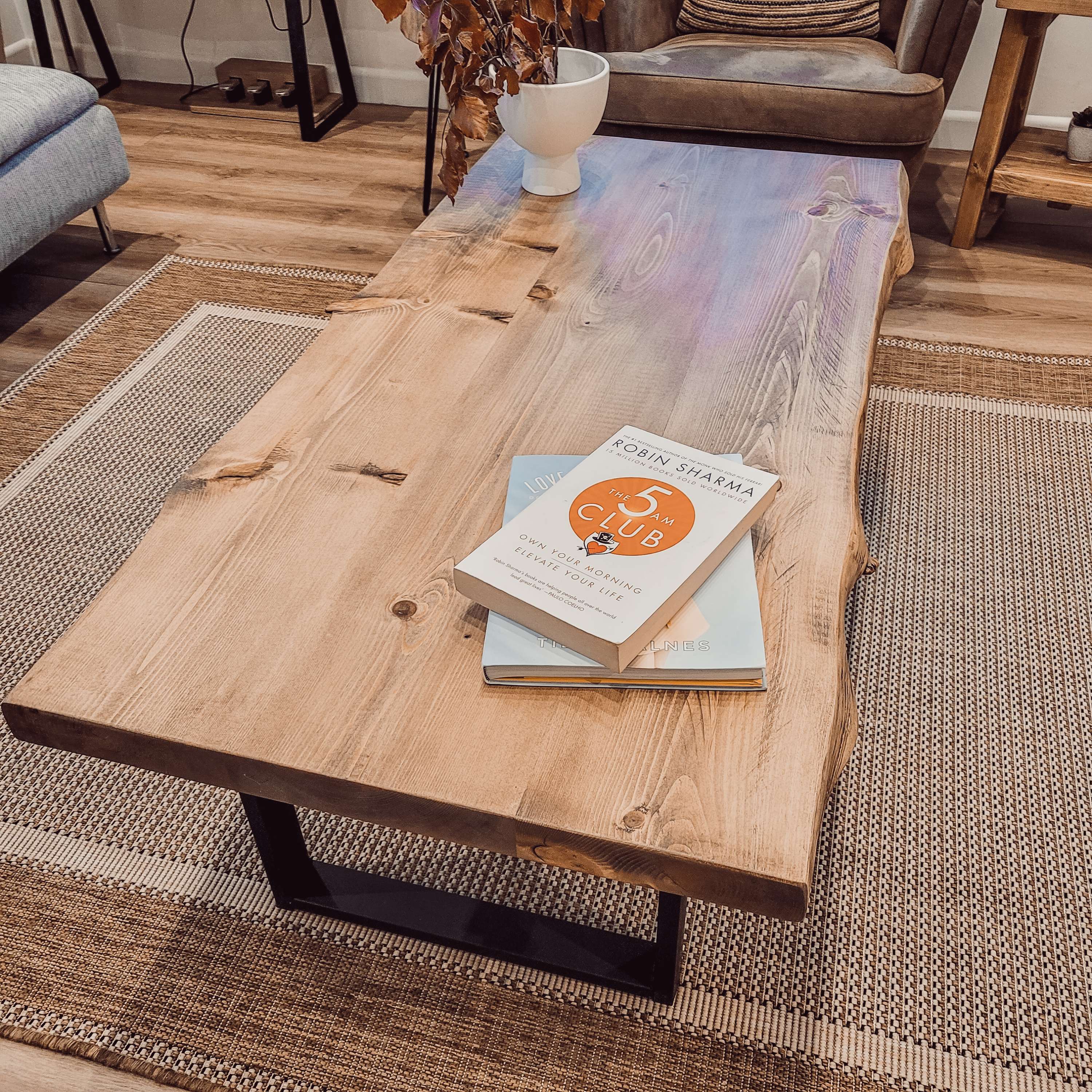 ALVA Live / Waney Edge Coffee Table With Metal Square Legs - My Store