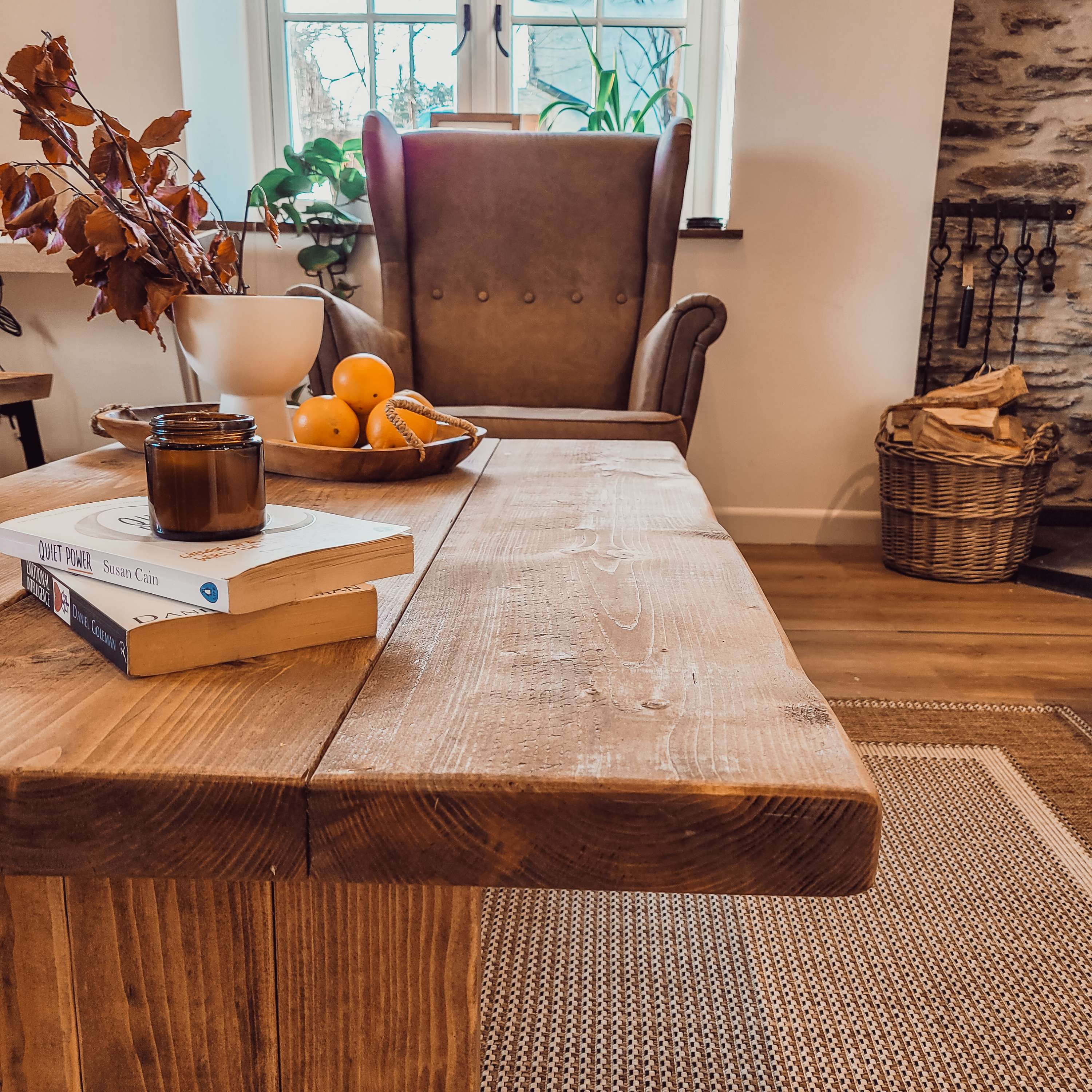 ORIAN Rustic Wooden Coffee Table With Square Legs - My Store