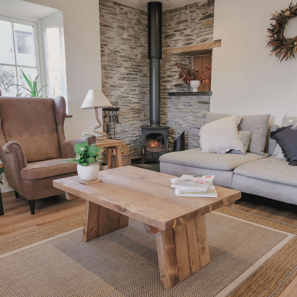 DIAN Rustic Wooden Coffee Table With Angled Legs - My Store