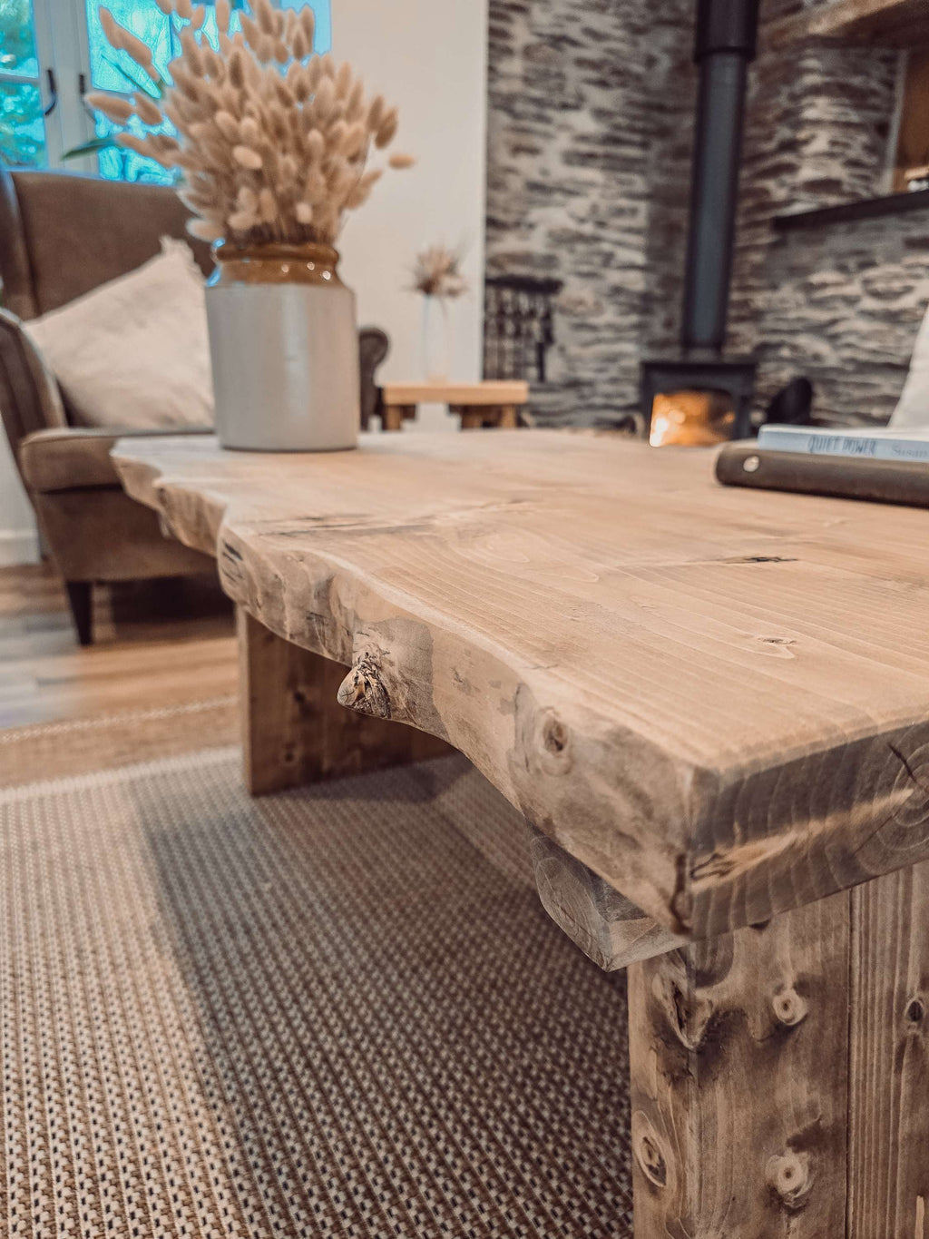 LINA Angled Legs Chunky Live / Waney Edge Coffee Table - My Store