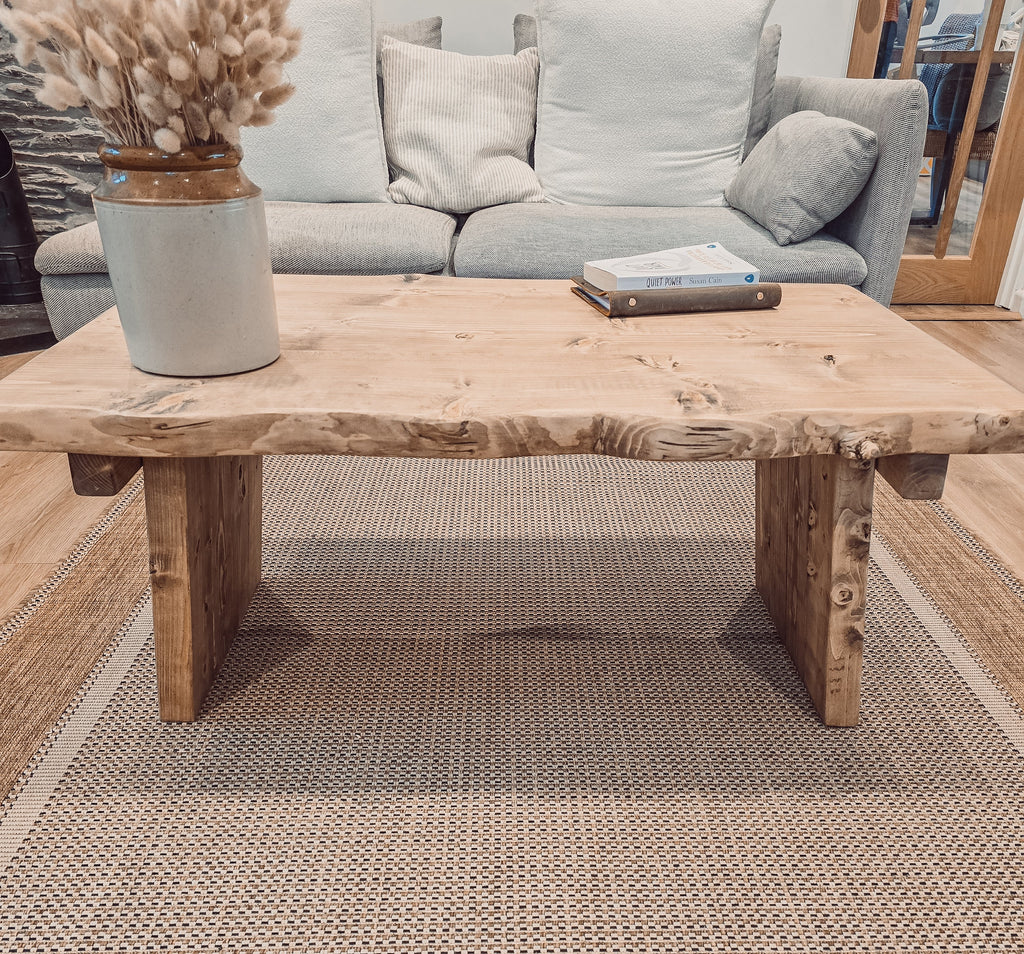 LINA Angled Legs Chunky Live / Waney Edge Coffee Table - My Store