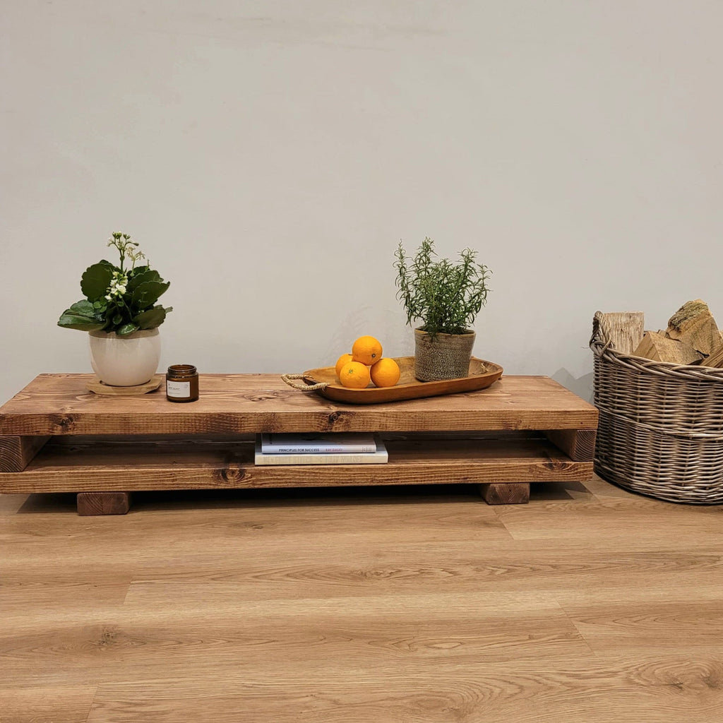 VIOT Low Solid Wood Chunky TV Unit - My Store