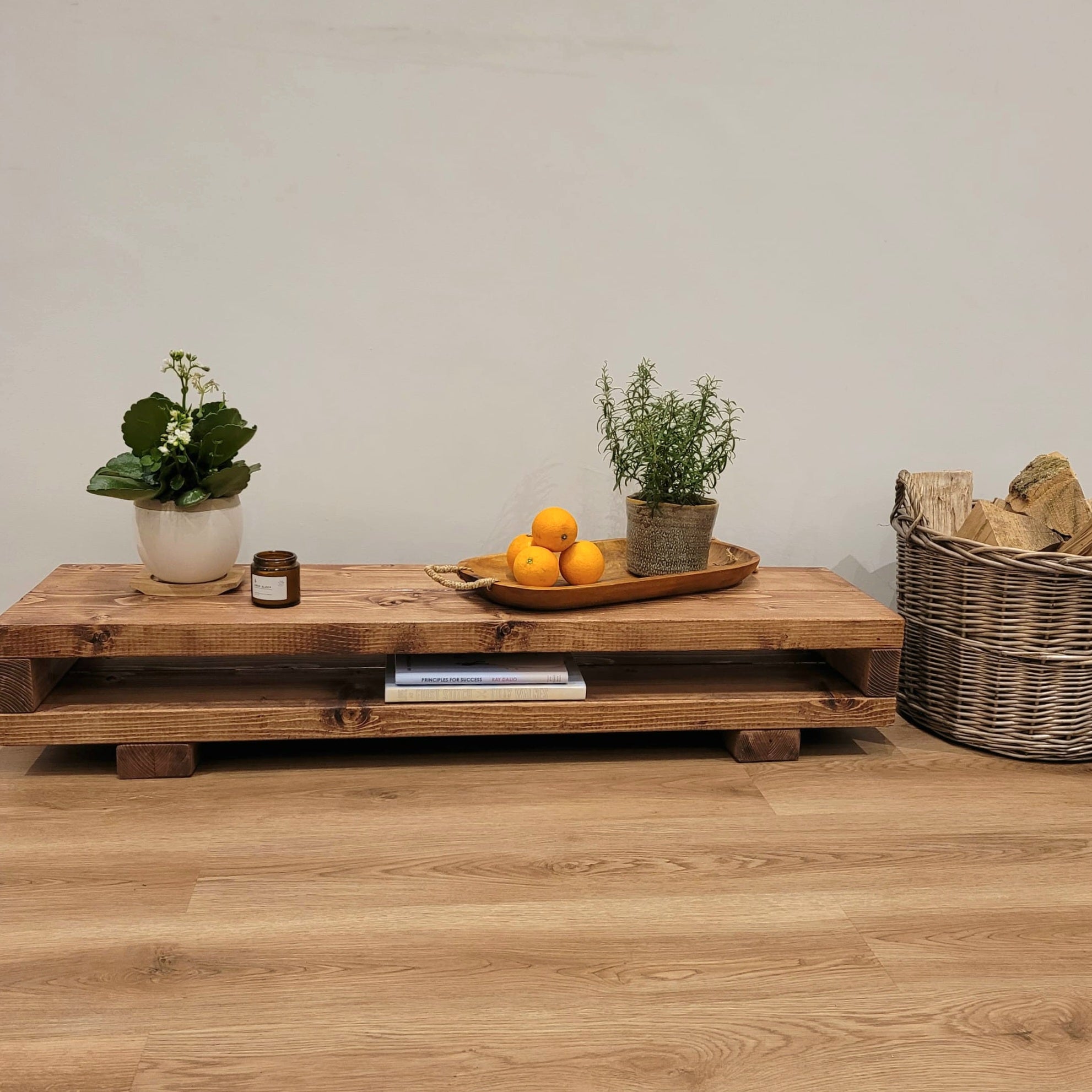 VIOT Low Solid Wood Chunky TV Unit - My Store