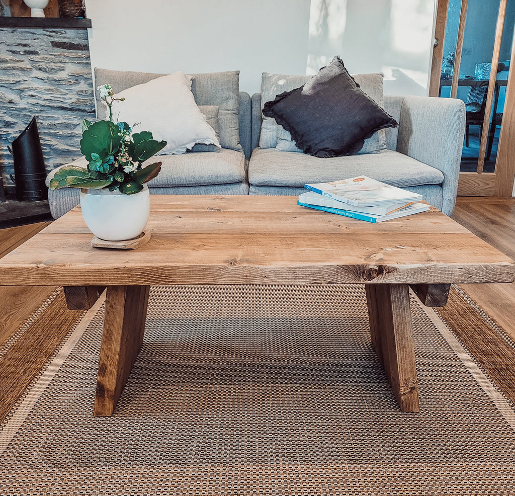 DIAN Rustic Wooden Coffee Table With Angled Legs - My Store