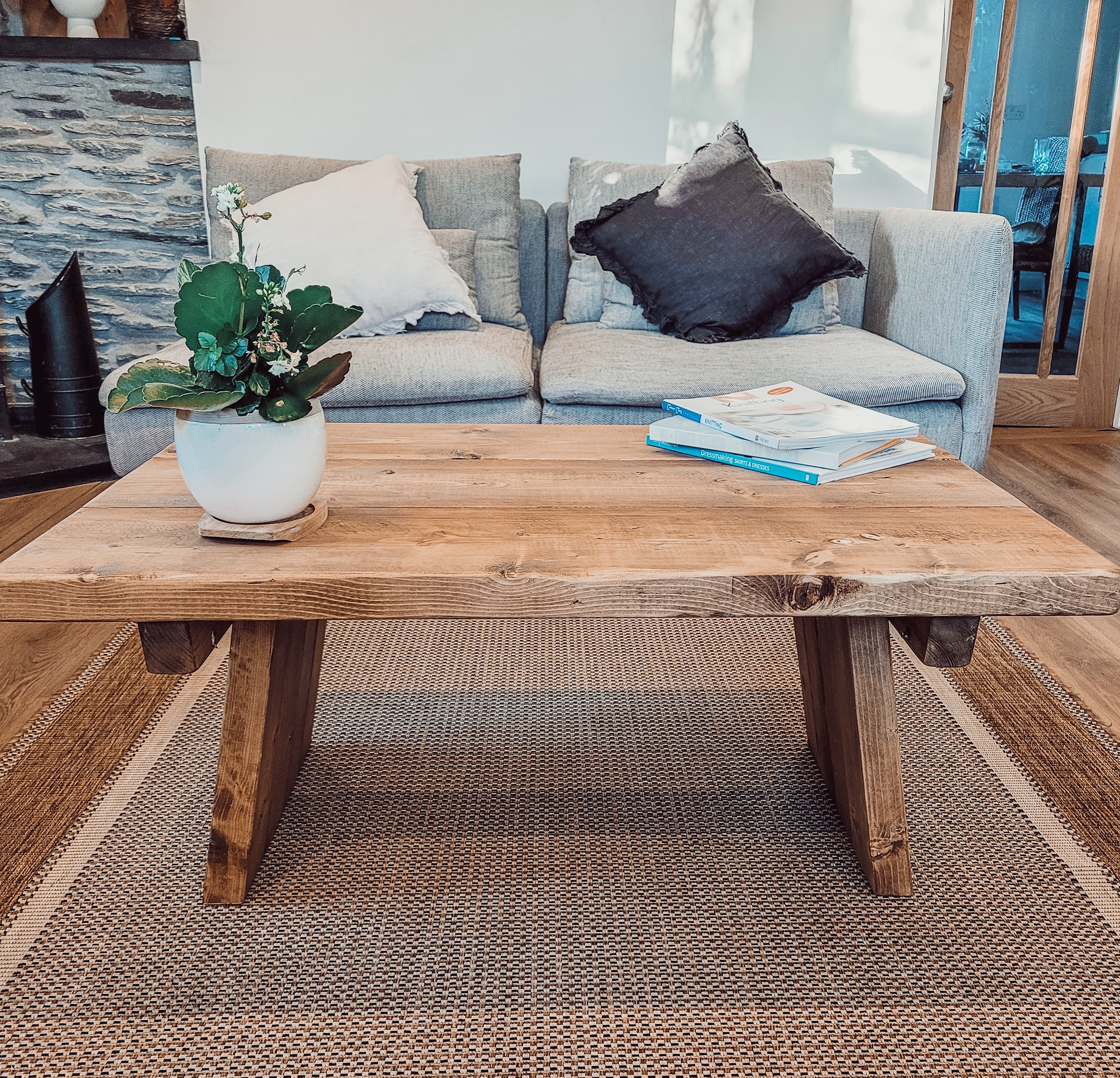 DIAN Rustic Wooden Coffee Table With Angled Legs - My Store