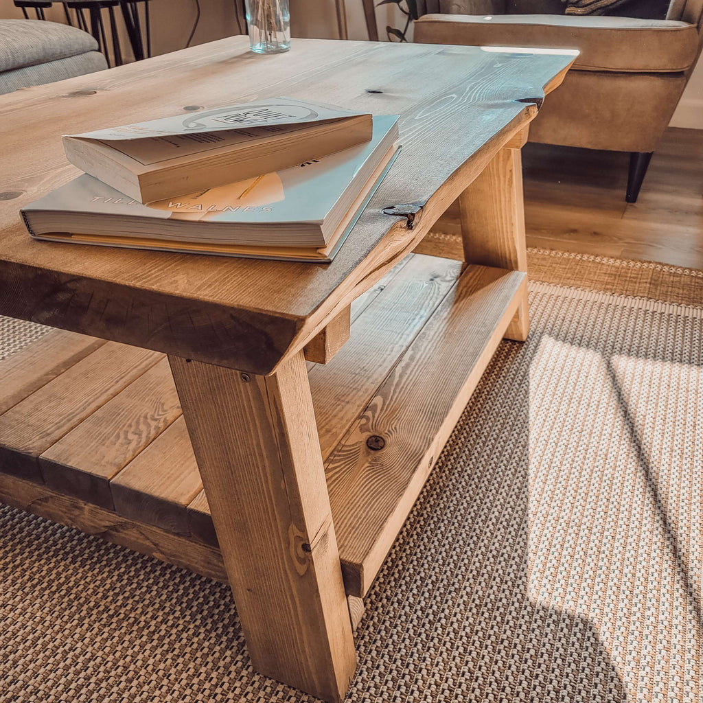 LOTTI Live / Waney Edge Coffee Table With Shelf - My Store
