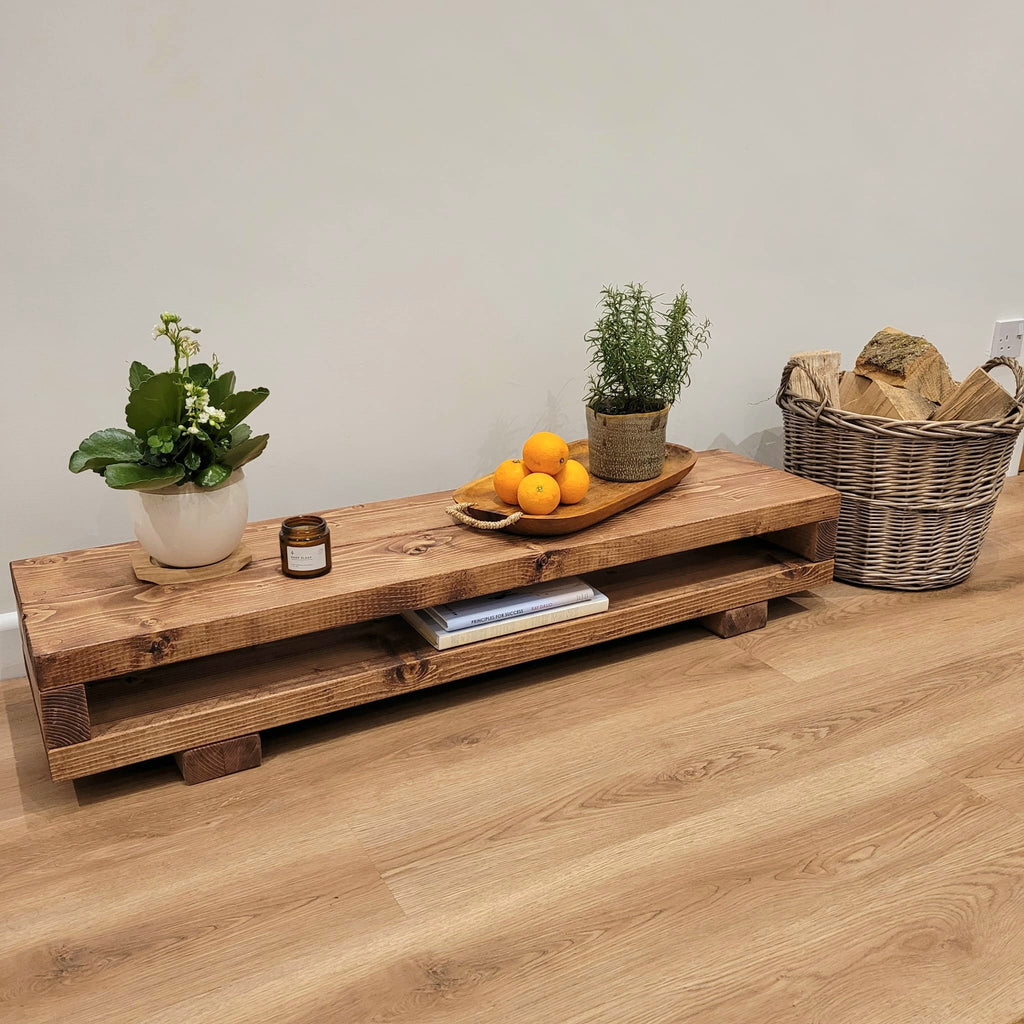 VIOT Low Solid Wood Chunky TV Unit - My Store