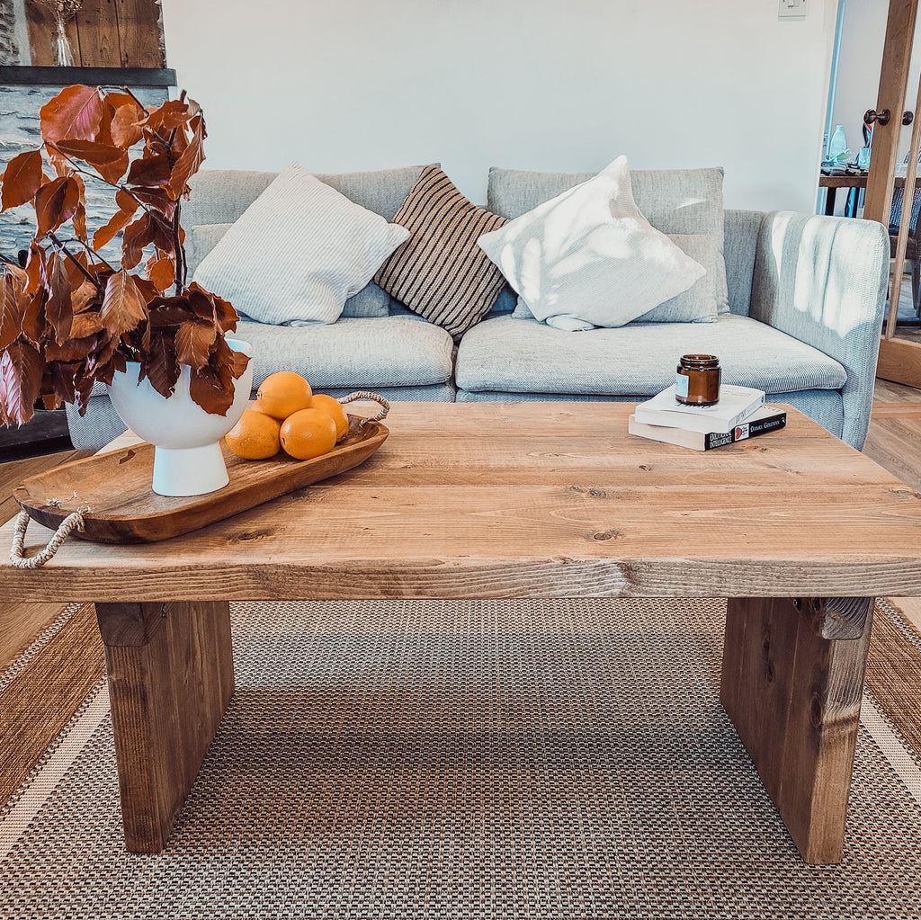 ORIAN Rustic Wooden Coffee Table With Square Legs - My Store