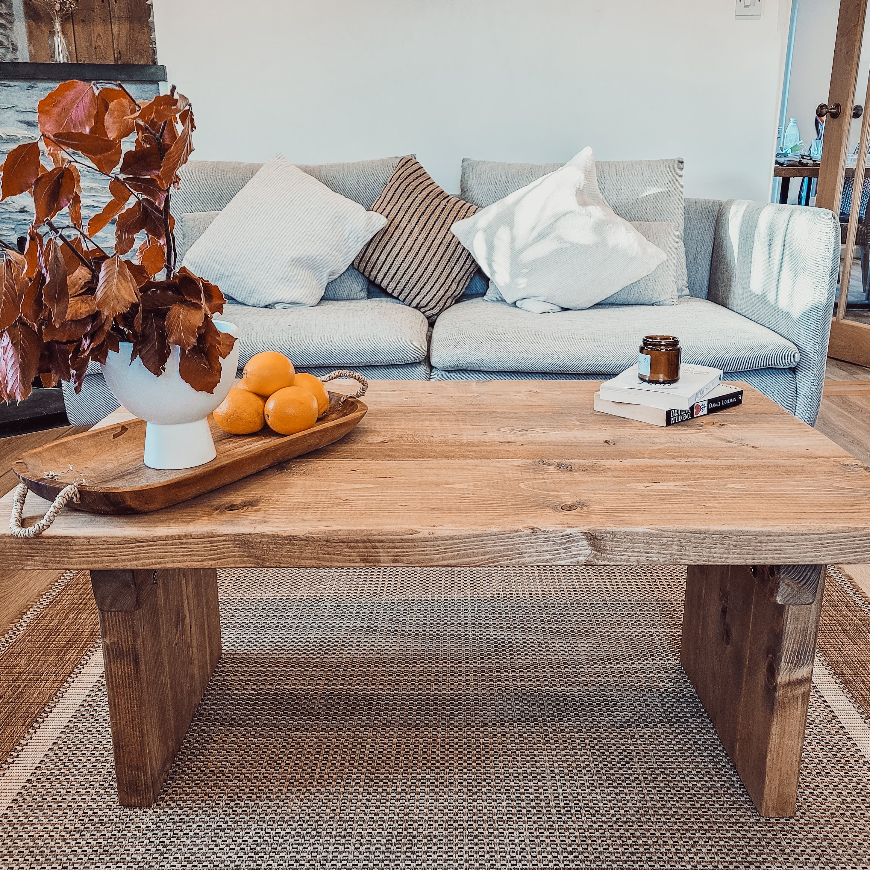 ORIAN Rustic Wooden Coffee Table With Square Legs - My Store