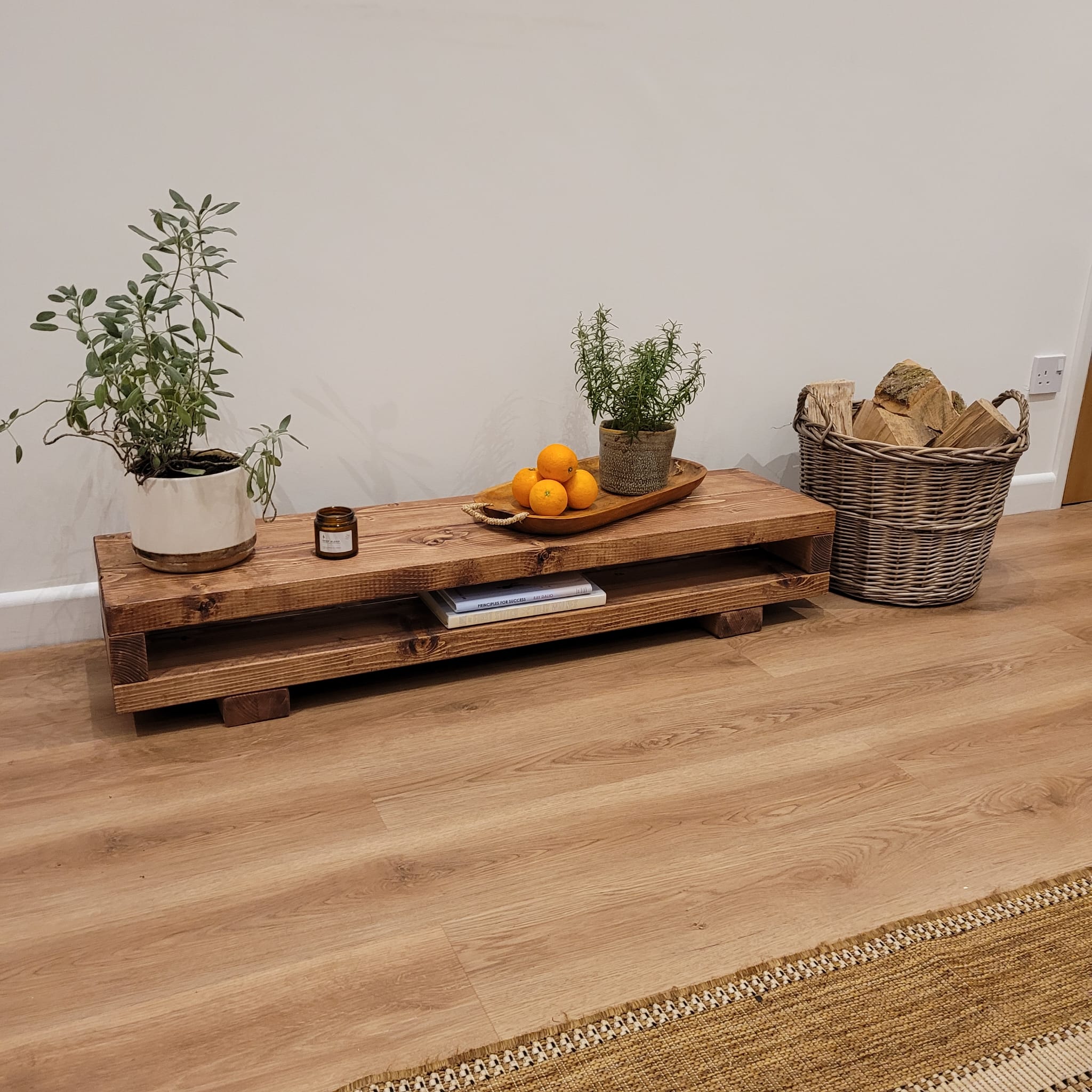 VIOT Low Solid Wood Chunky TV Unit - My Store