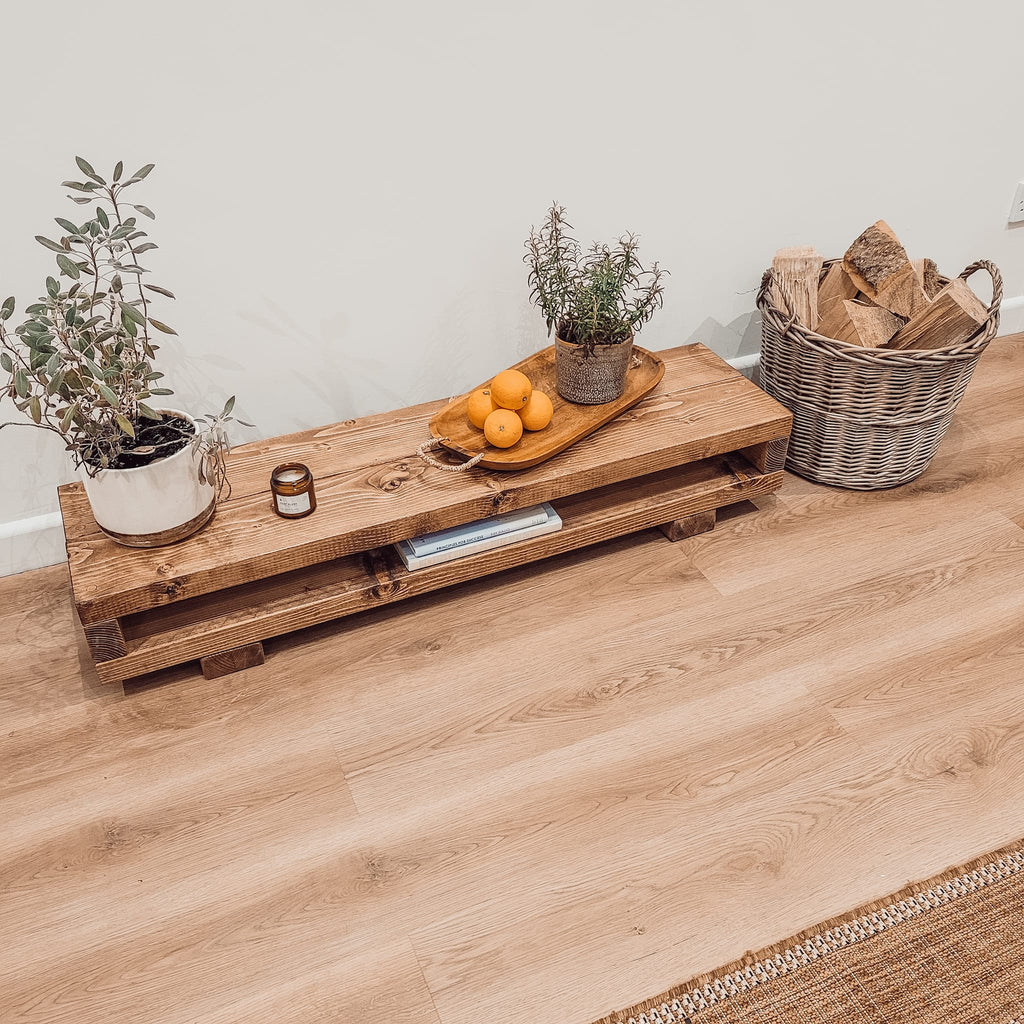 VIOT Low Solid Wood Chunky TV Unit - My Store