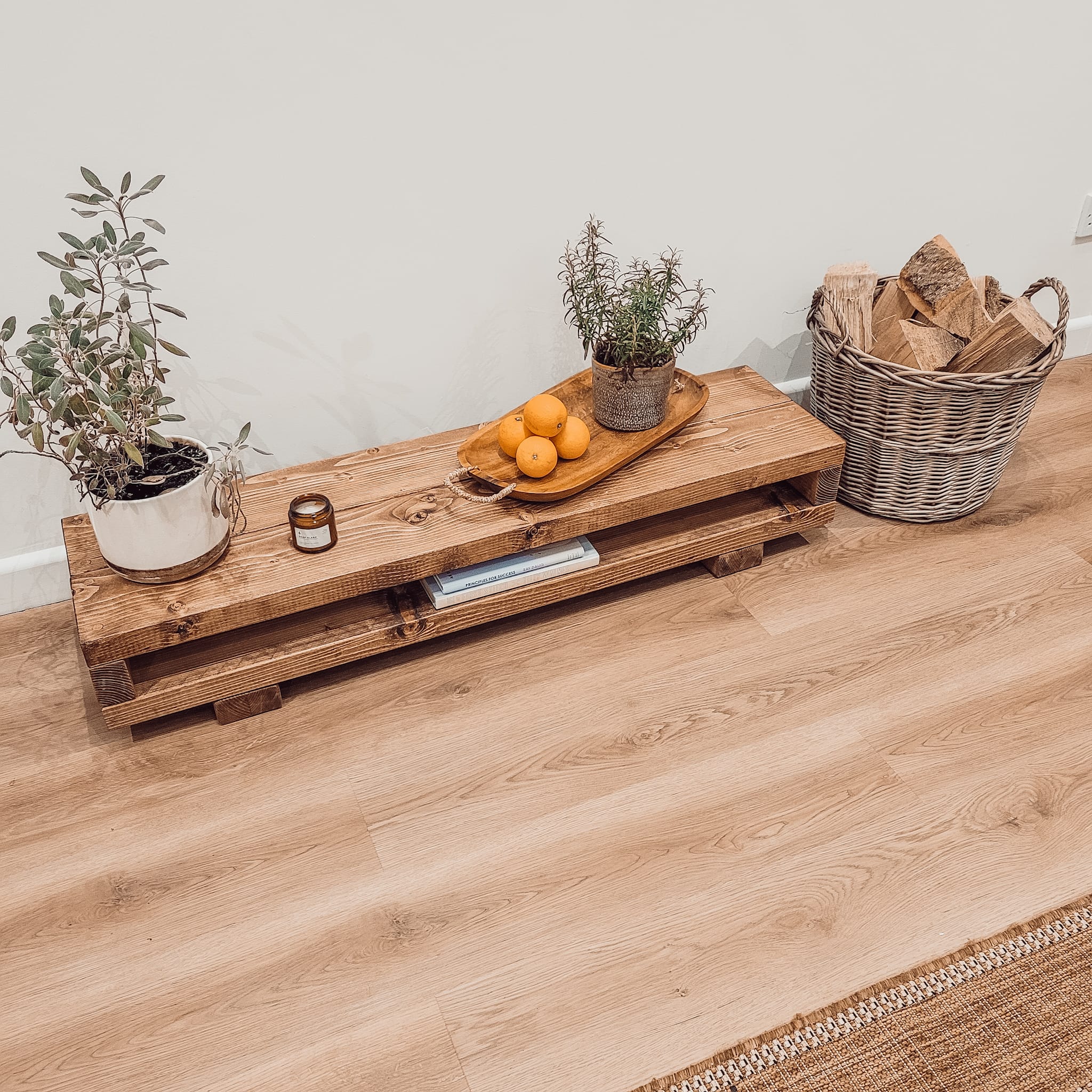 VIOT Low Solid Wood Chunky TV Unit - My Store
