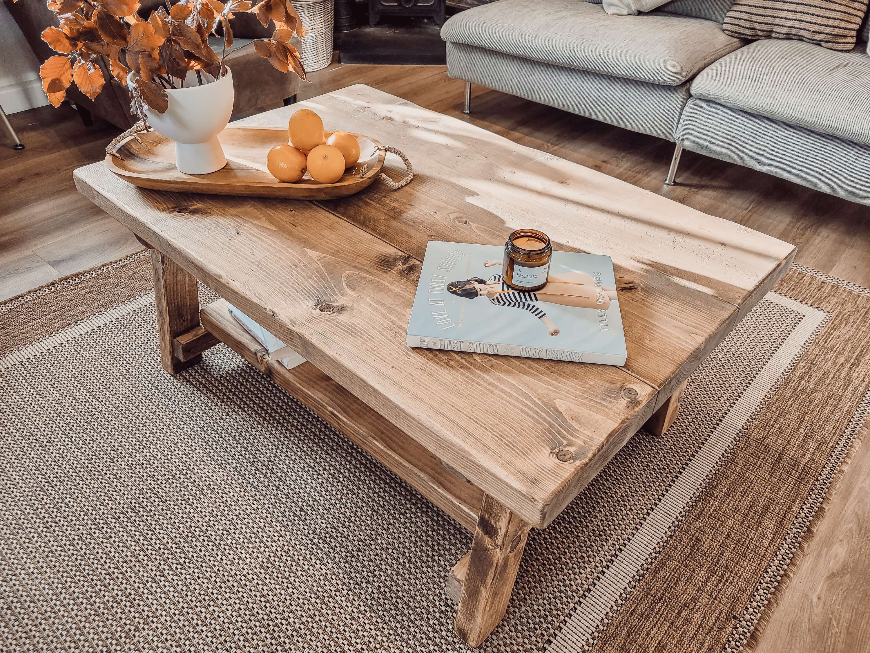 ARBA Rustic Wooden Coffee Table With Shelf - My Store