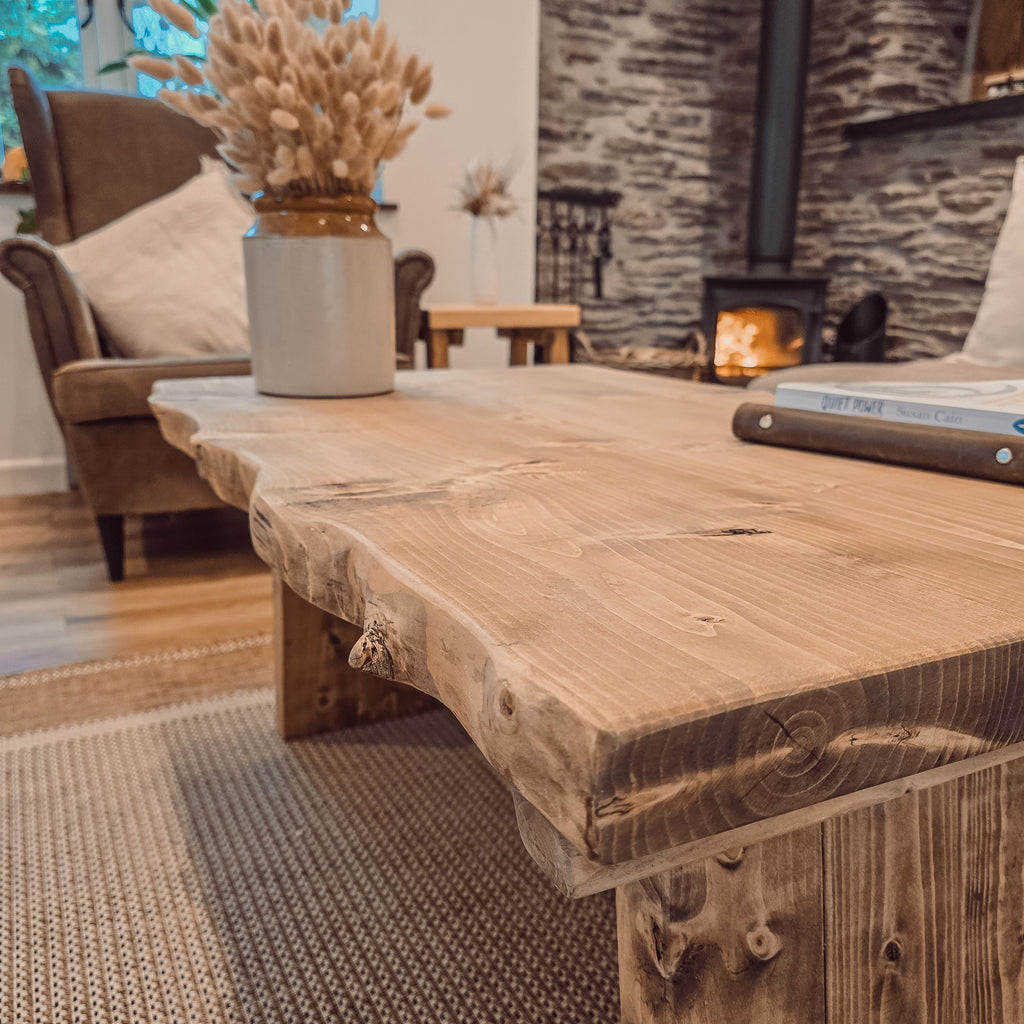 LINA Angled Legs Chunky Live / Waney Edge Coffee Table - My Store