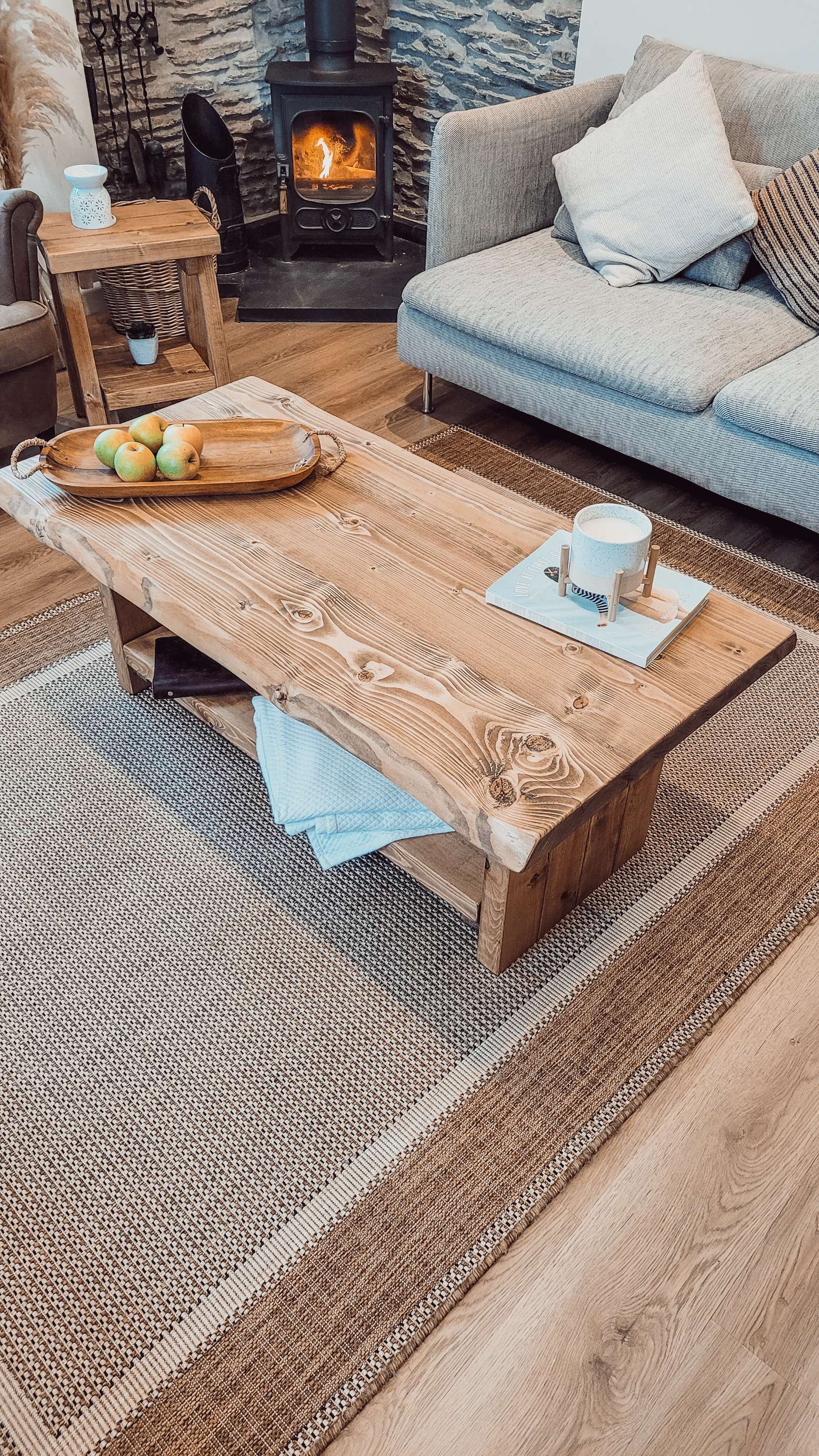 LORIE Chunky Live / Waney Edge Coffee Table With Shelf - My Store