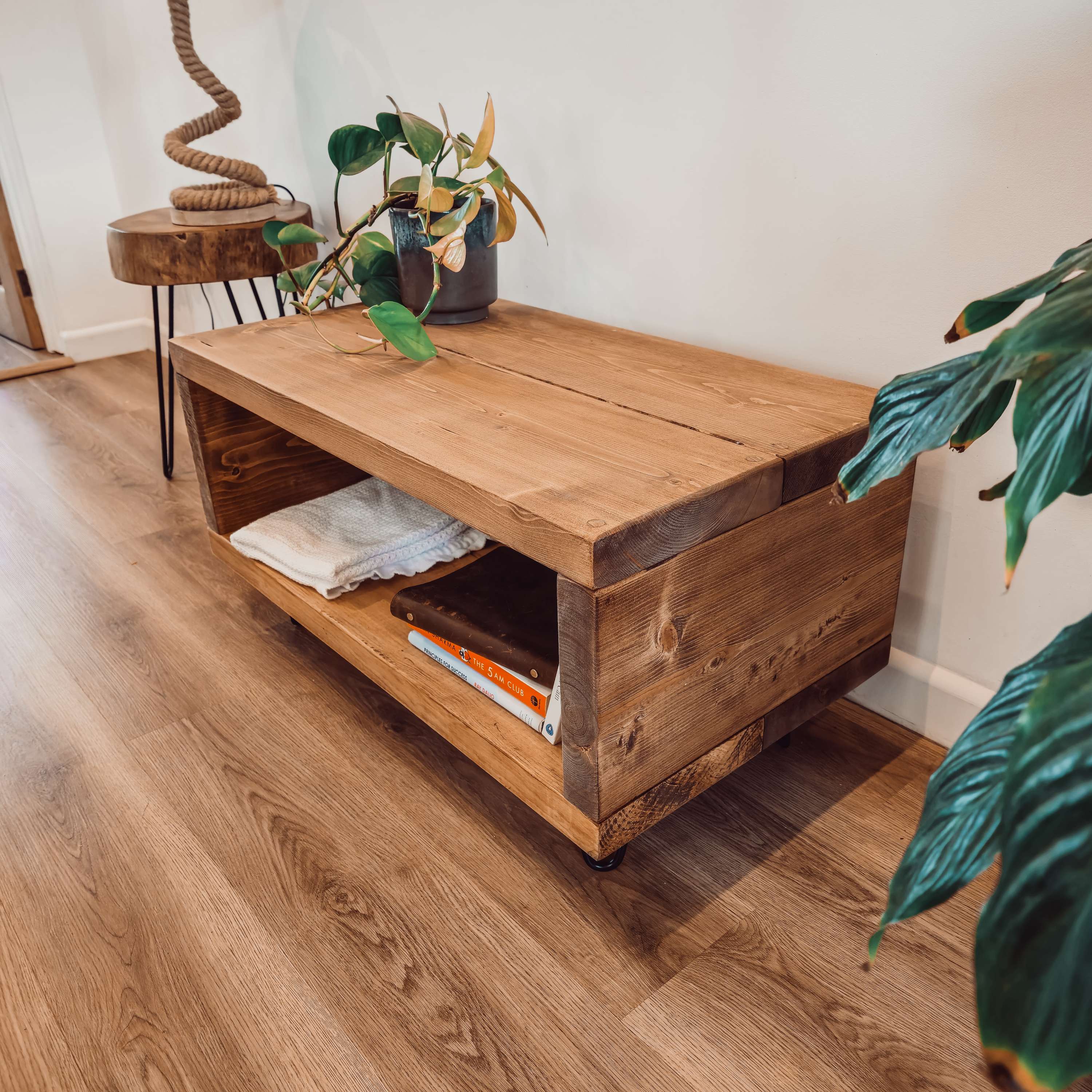 Solid Wood Chunky TV Unit With 4 inch Metal Legs - My Store