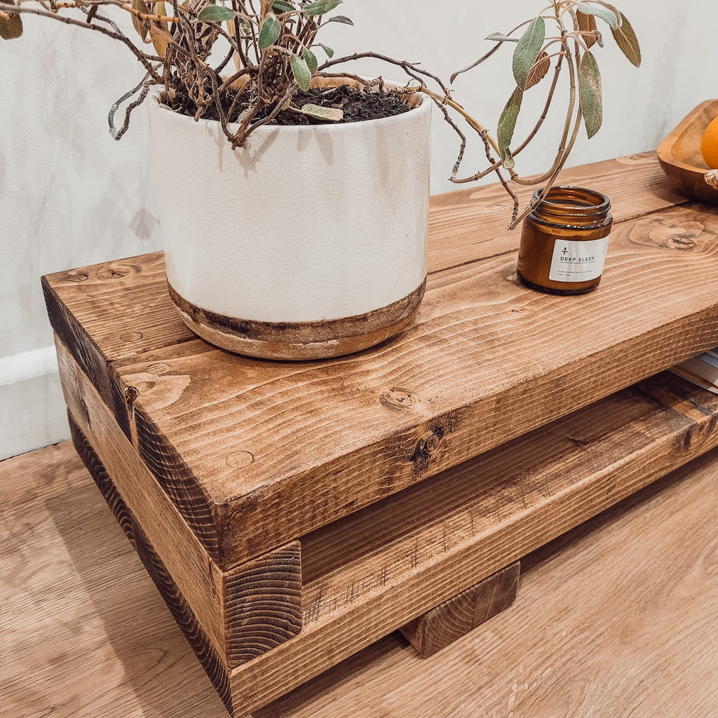 VIOT Low Solid Wood Chunky TV Unit - My Store