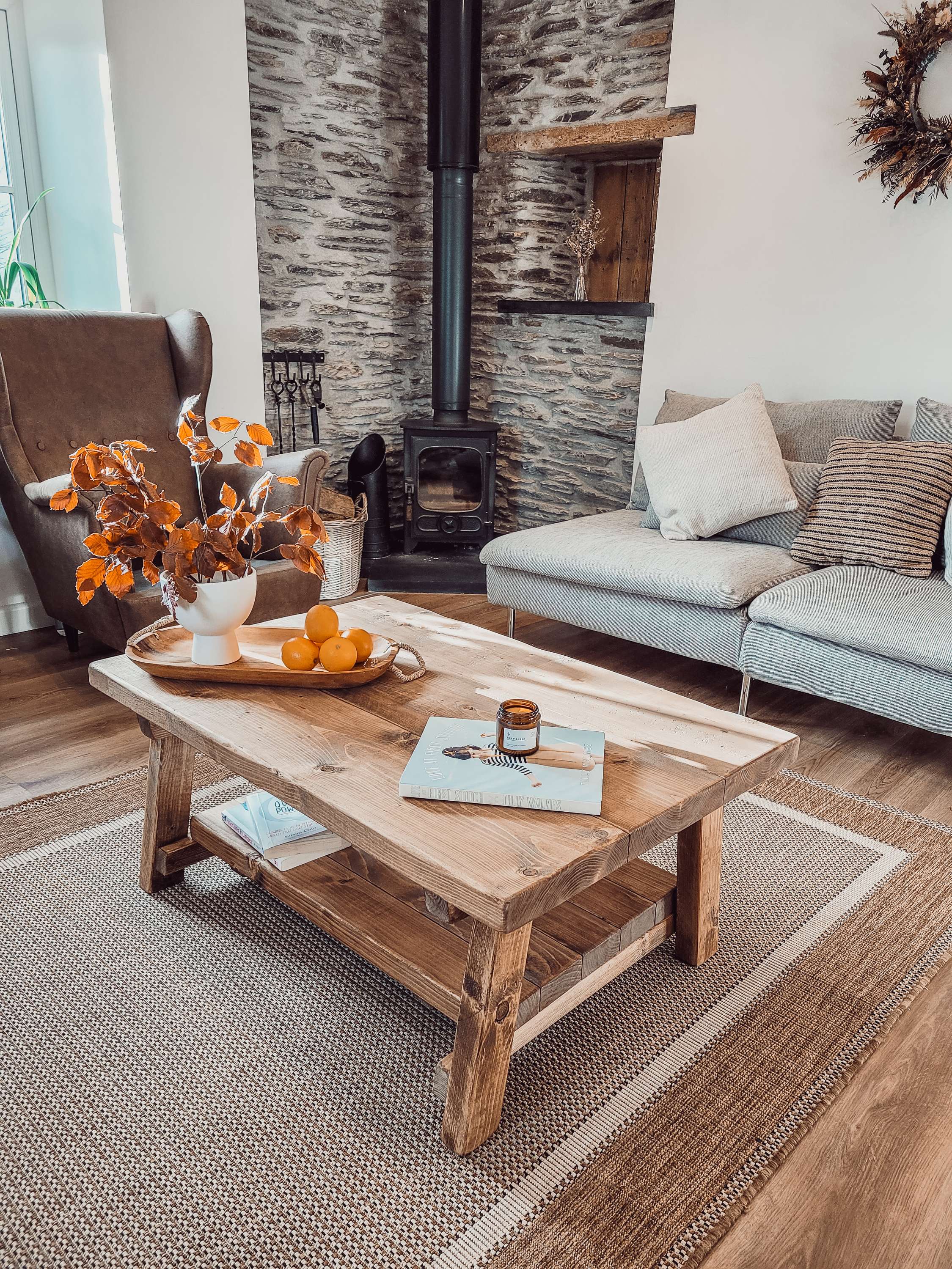 ARBA Rustic Wooden Coffee Table With Shelf - My Store