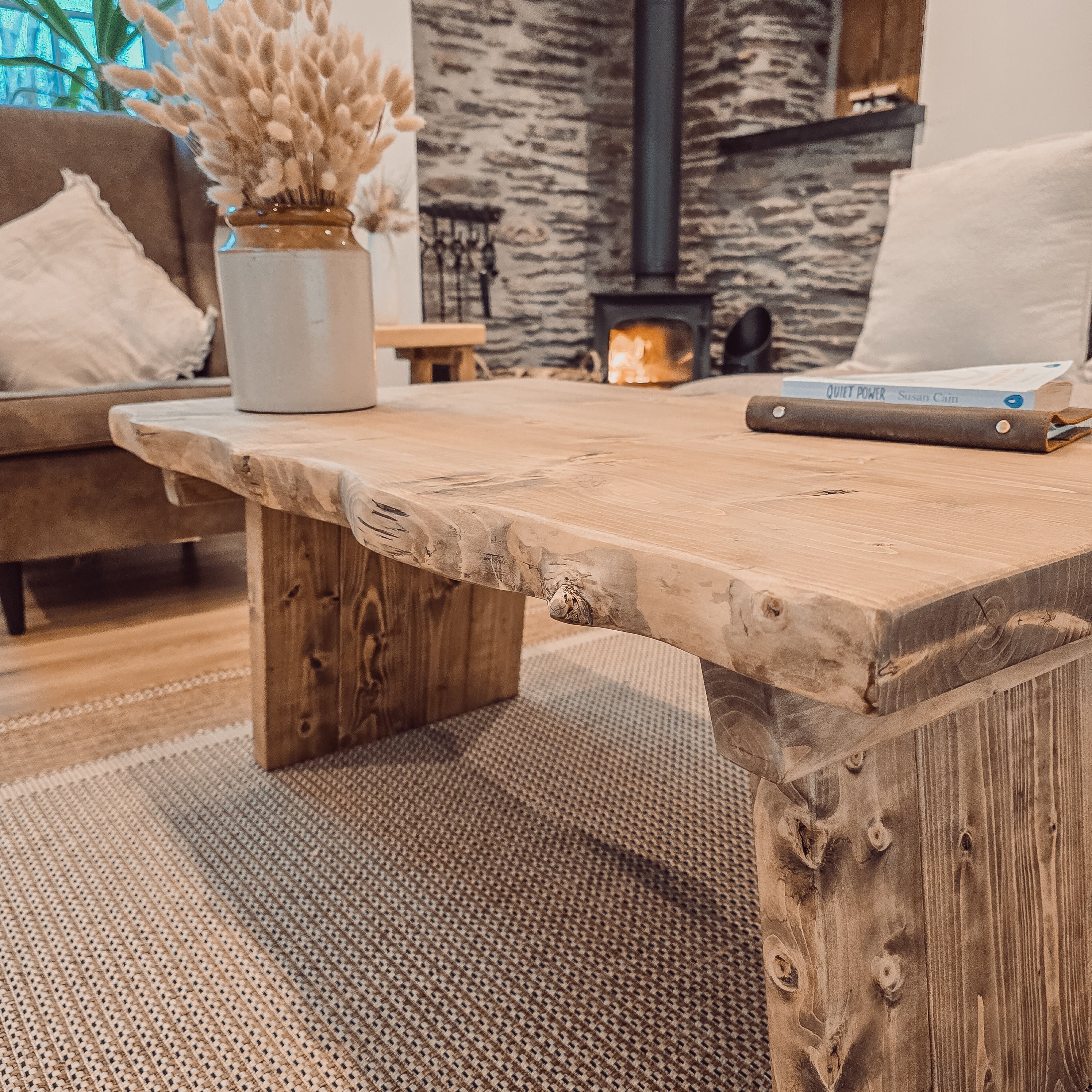 LINA Angled Legs Chunky Live / Waney Edge Coffee Table - My Store