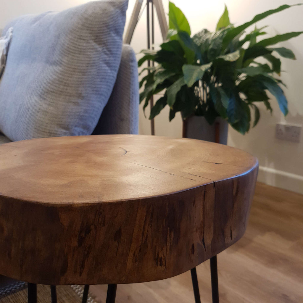 Ash Wood Round Chunky Coffee Table - My Store
